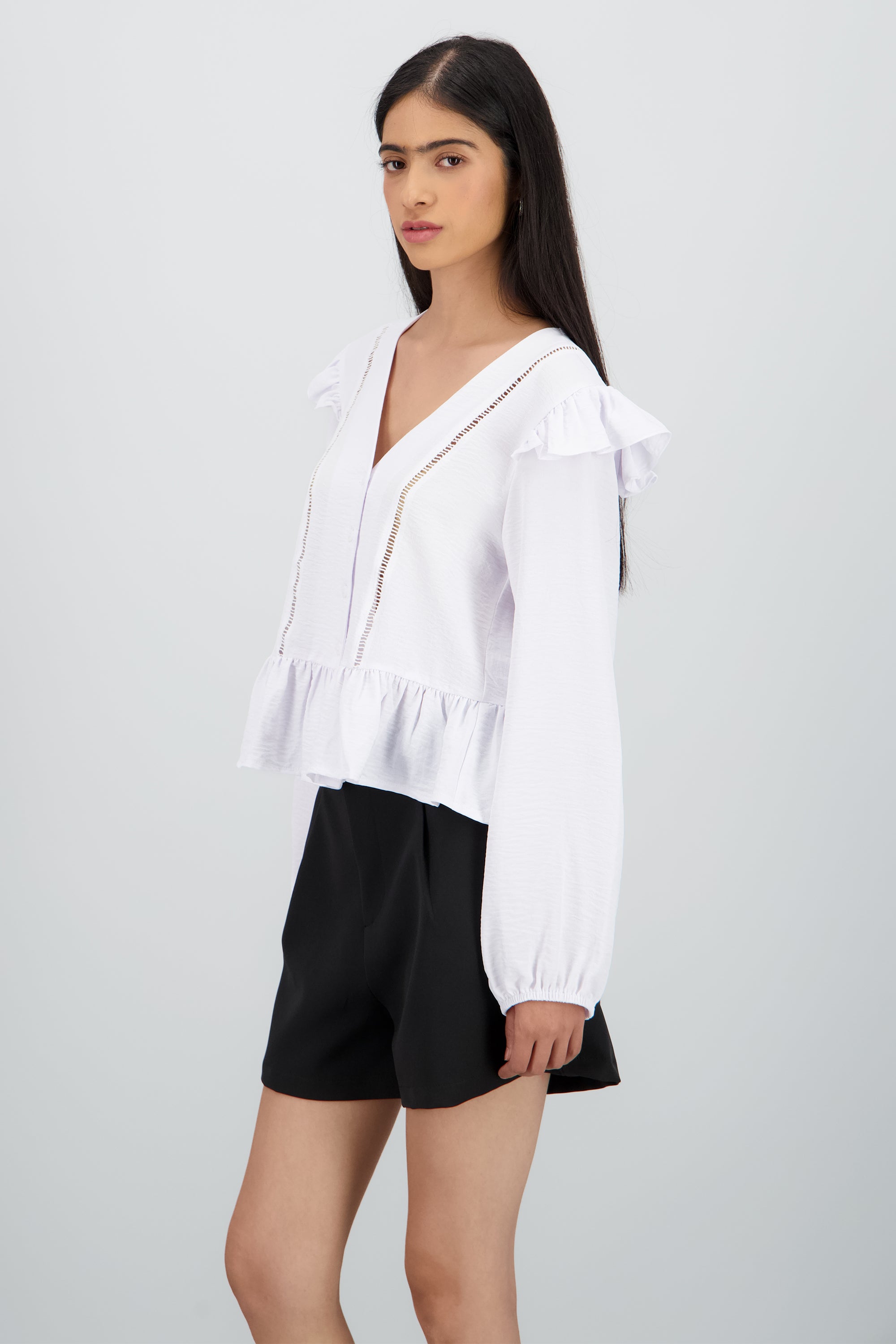 Blusa manga larga olanes BLANCO