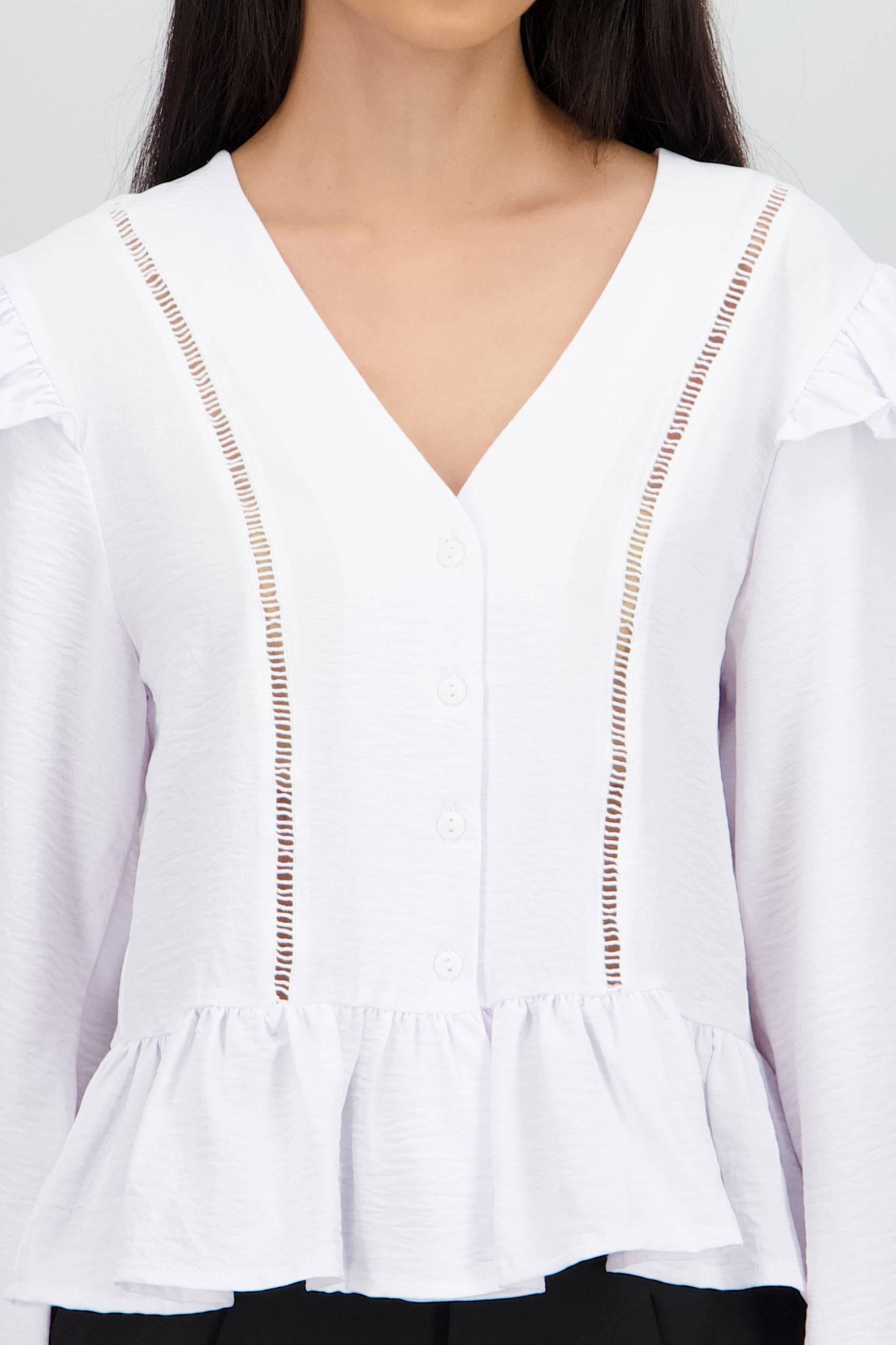 Blusa manga larga olanes BLANCO