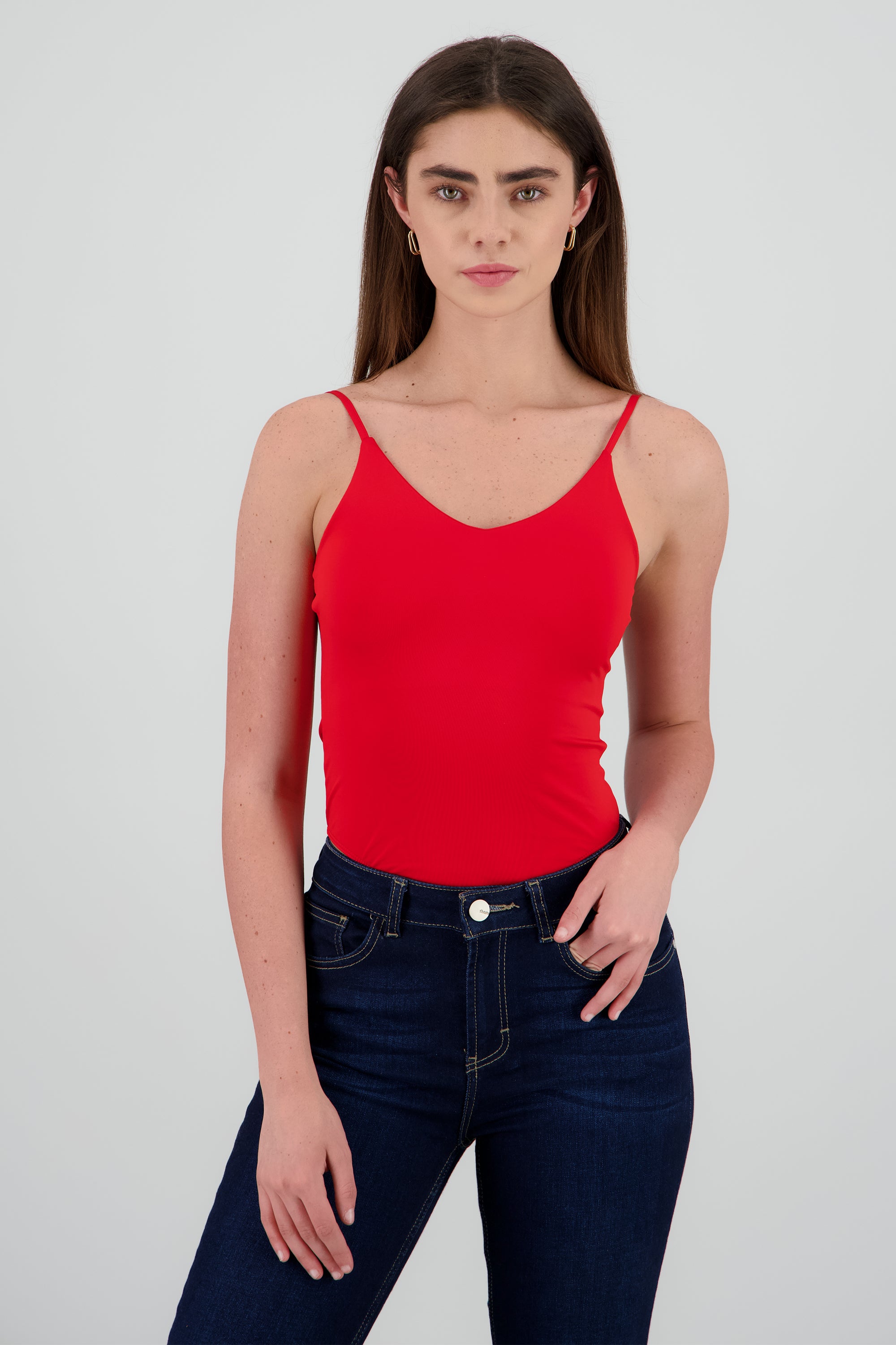 Body tirantes escote en V ROJO