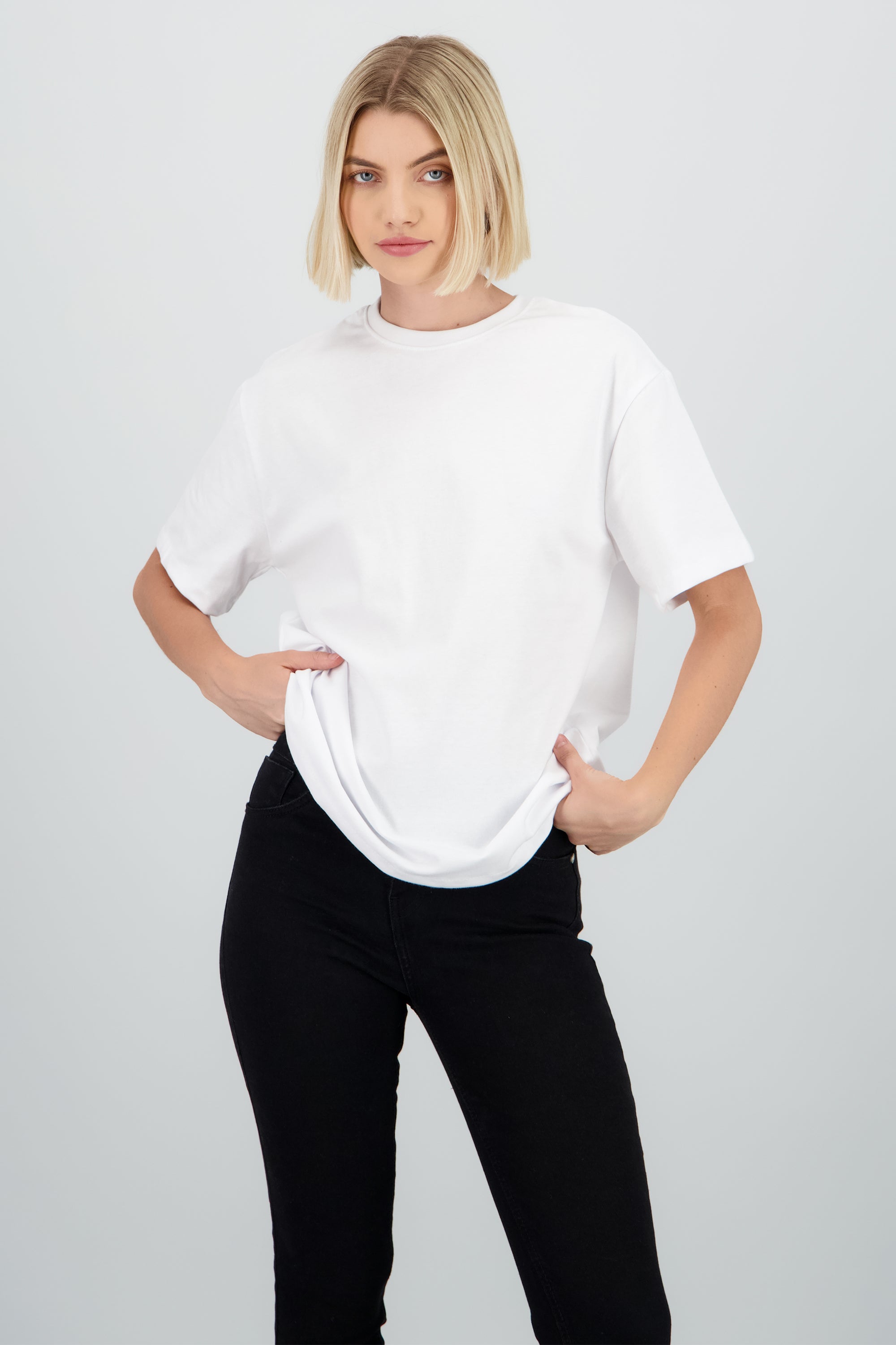 Playera oversize manga corta cuello redondo BLANCO