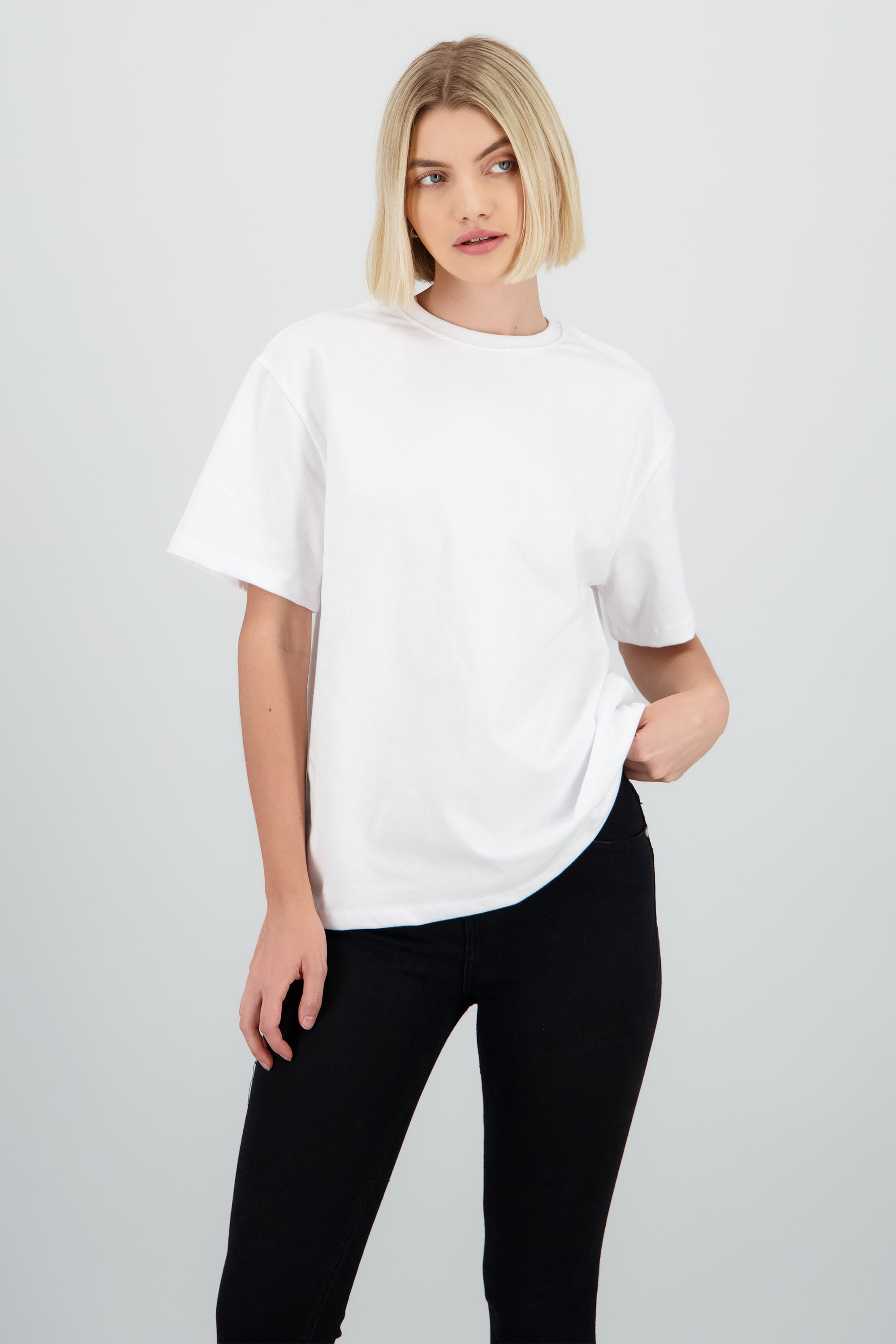 Playera oversize manga corta cuello redondo BLANCO