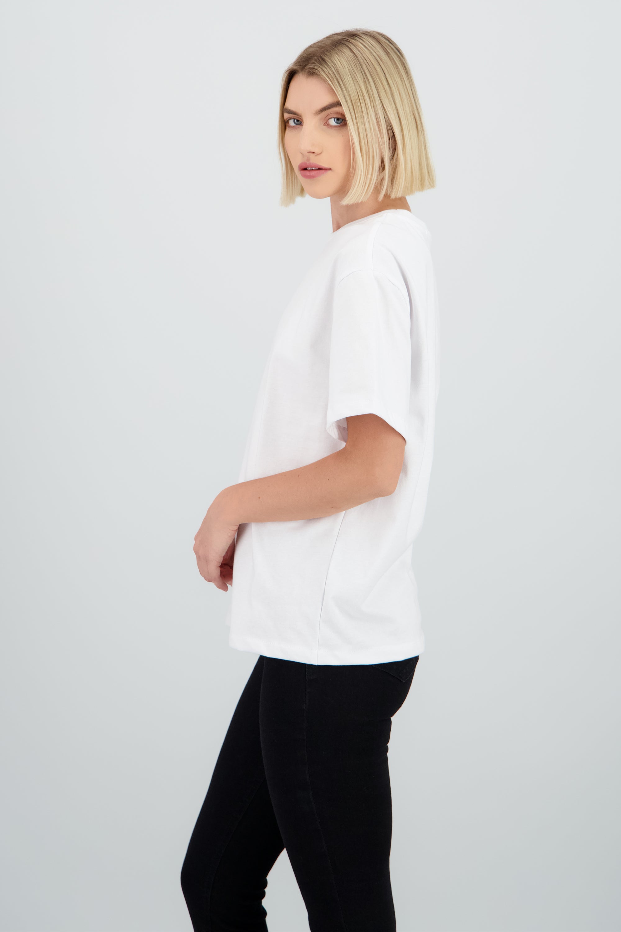 Playera oversize manga corta cuello redondo BLANCO