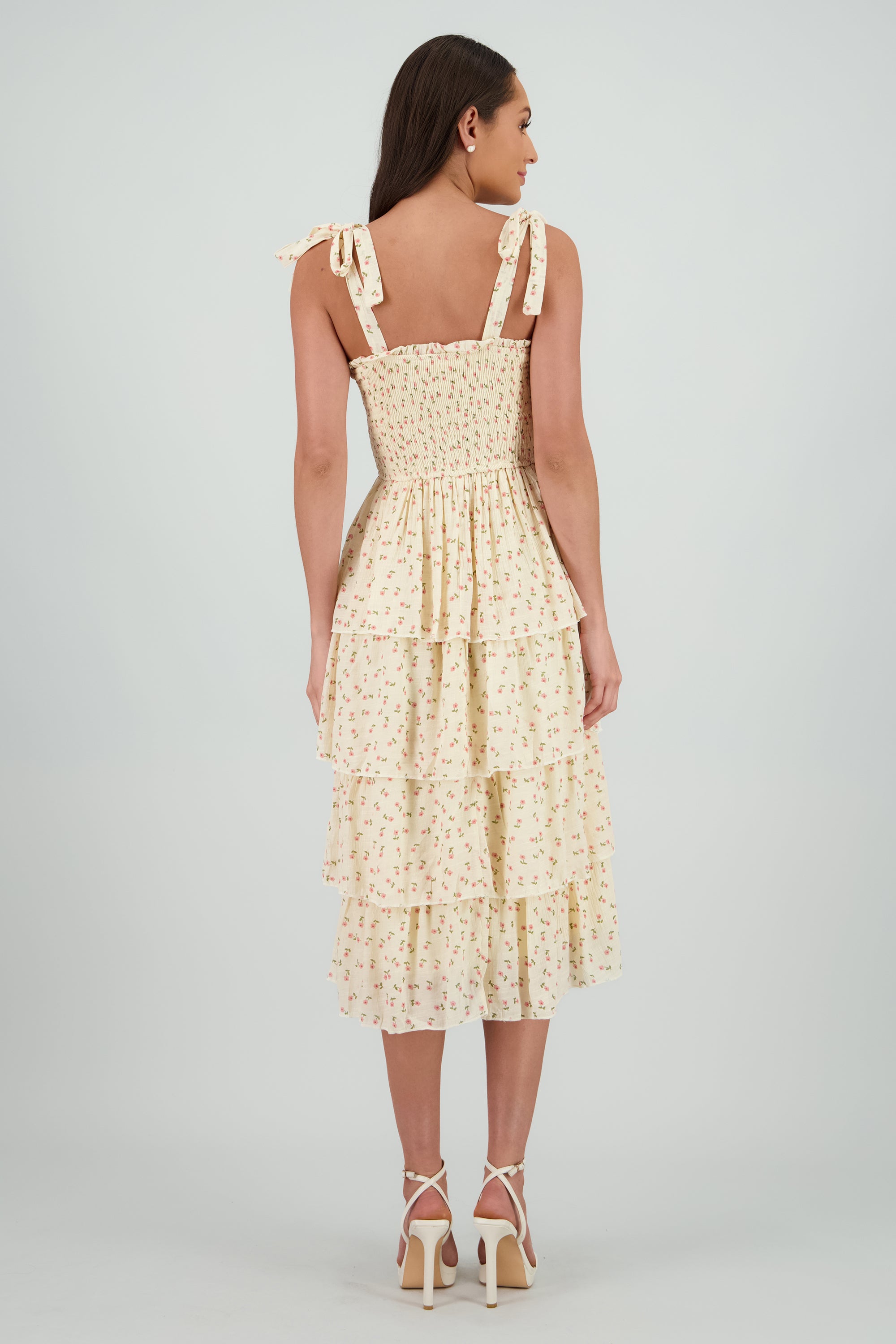 Vestido maxi capas flores AMARILLO COMBO