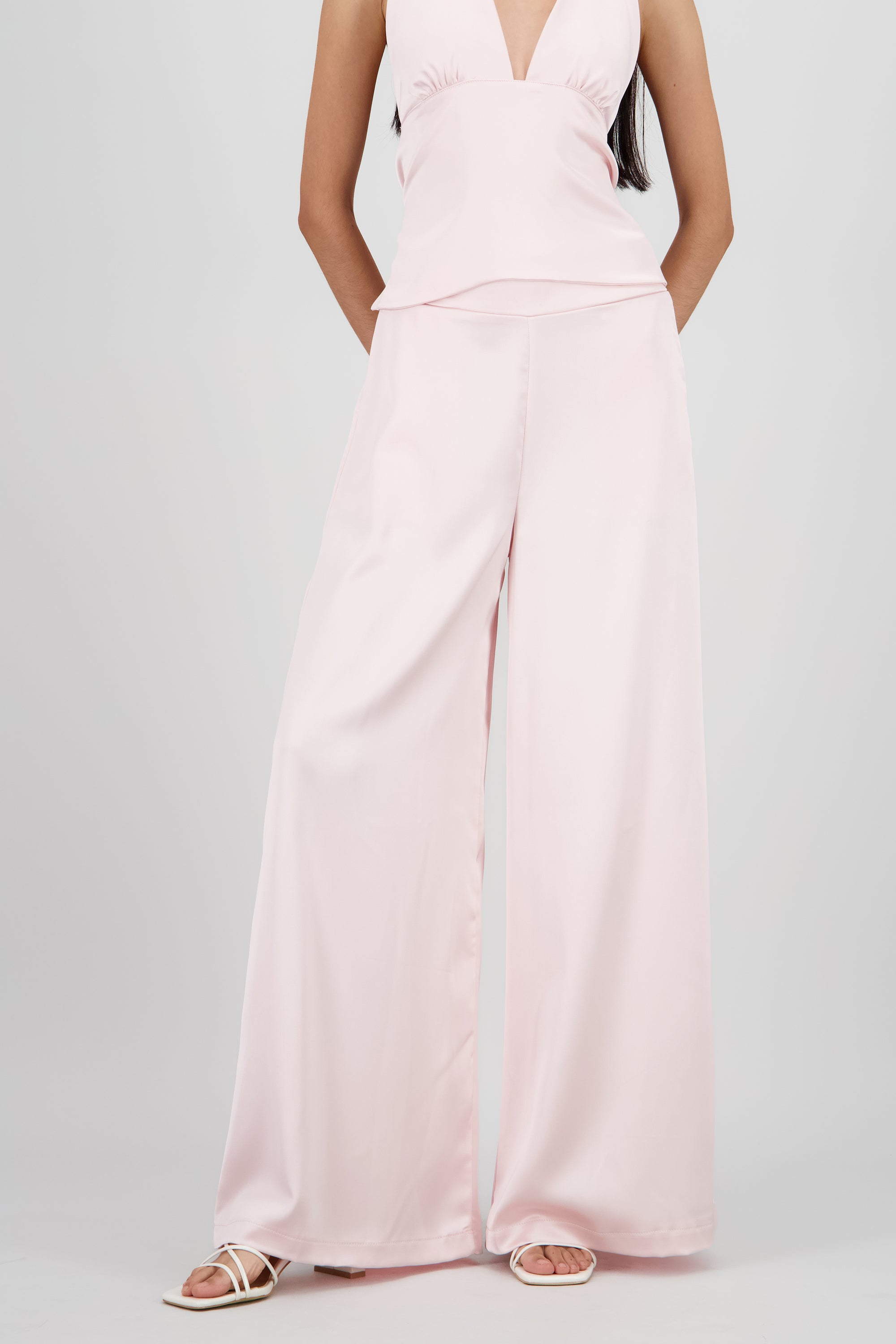 Pantalon satinado liso ROSA PASTEL
