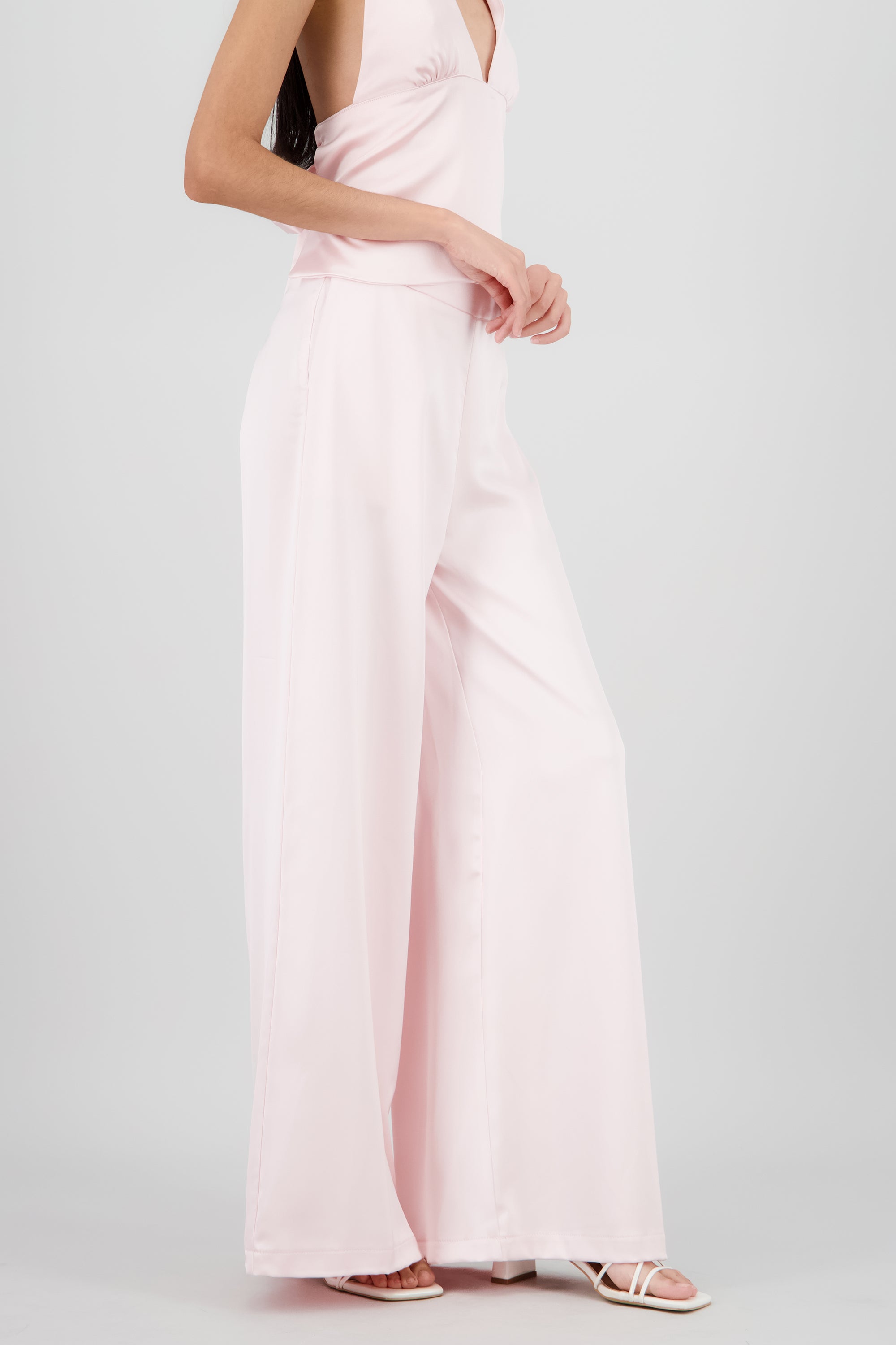 Pantalon satinado liso ROSA PASTEL