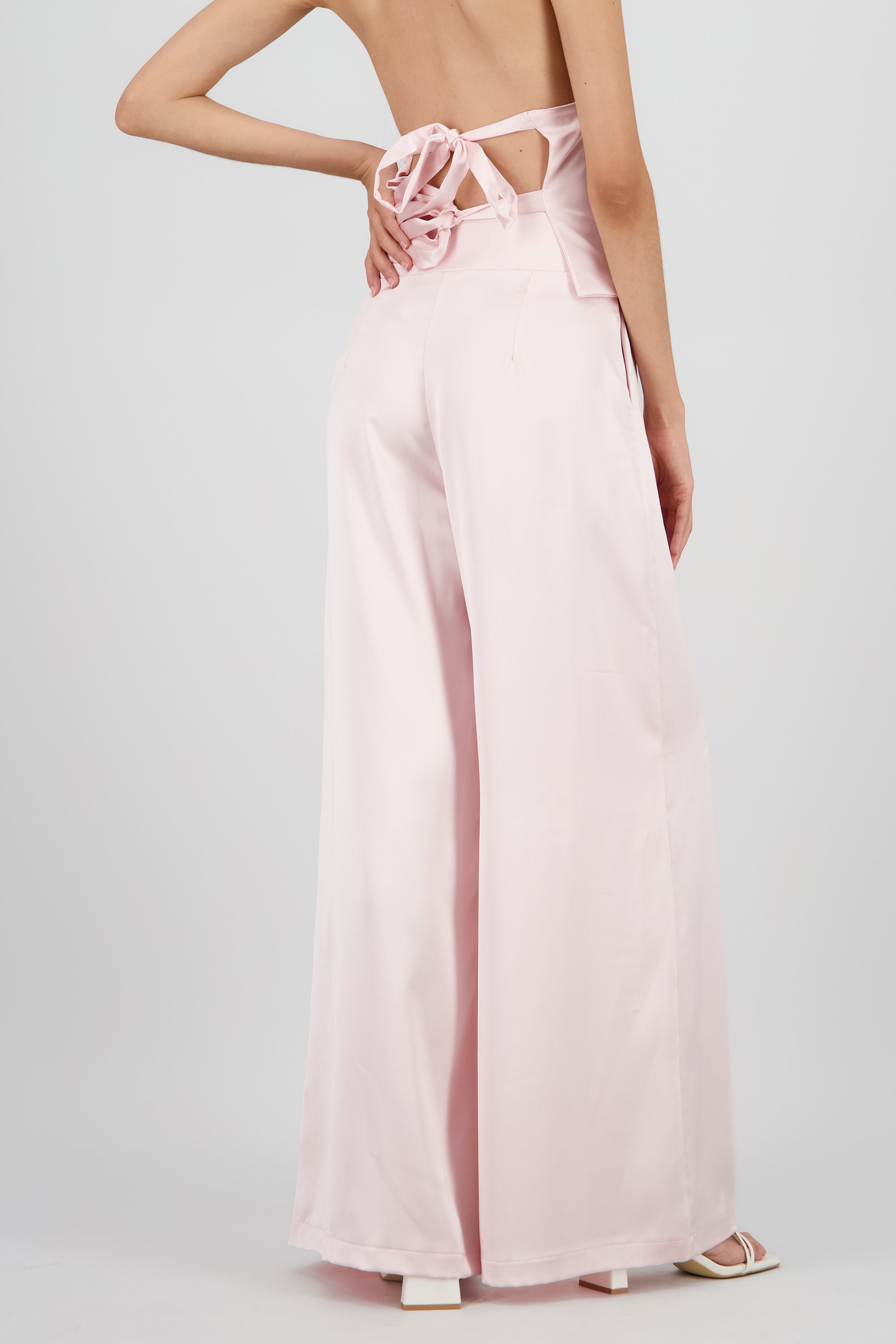 Pantalon satinado liso ROSA PASTEL