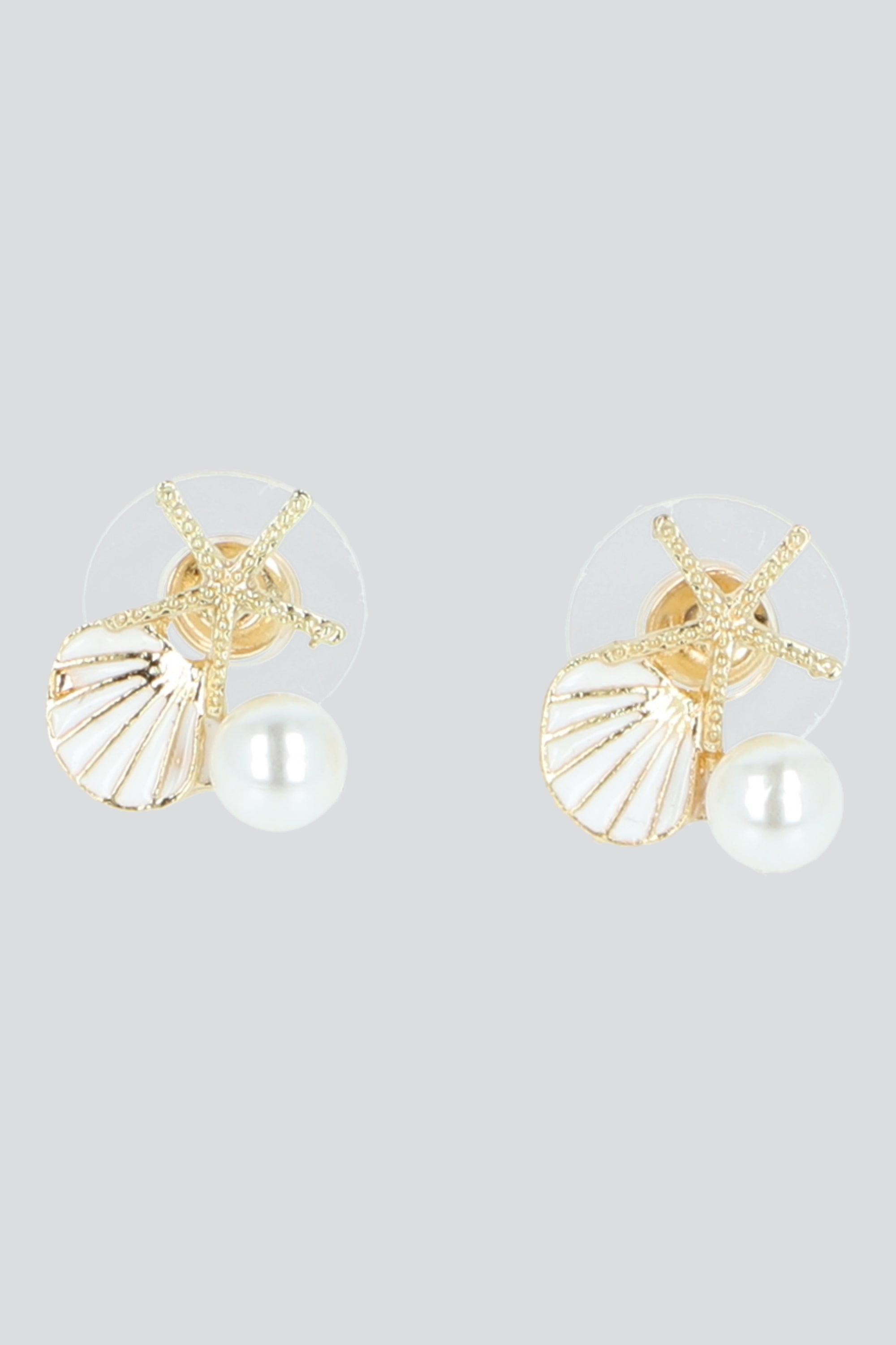 ARETES CONCHA ESTRELLA MAR BLANCO