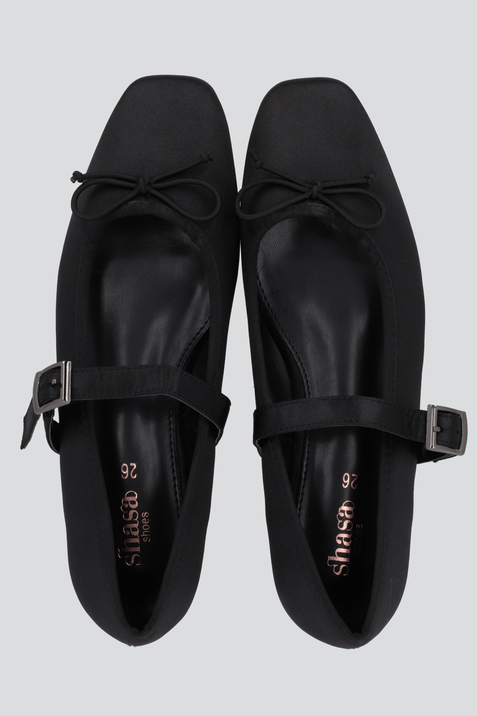 Flat mary jane satin NEGRO
