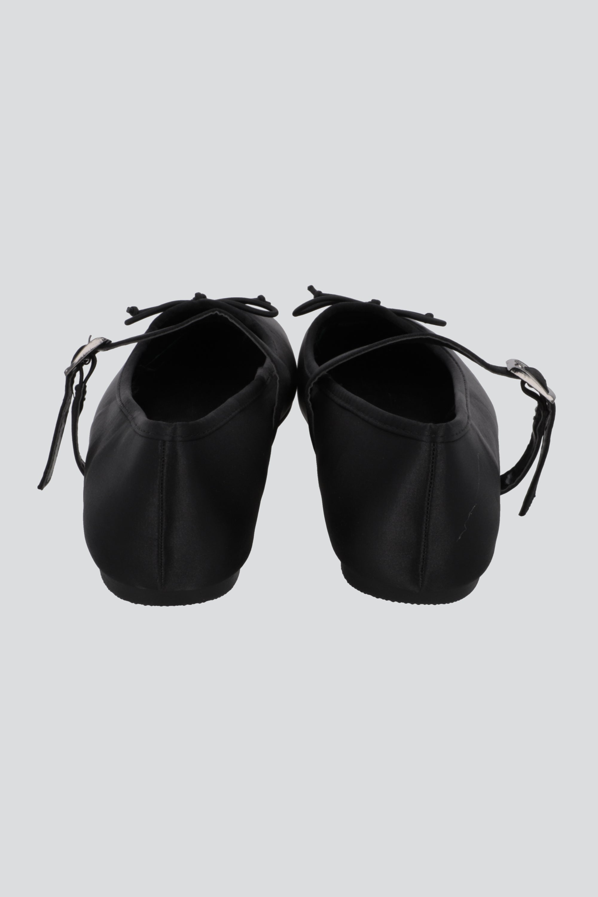 Flat mary jane satin NEGRO