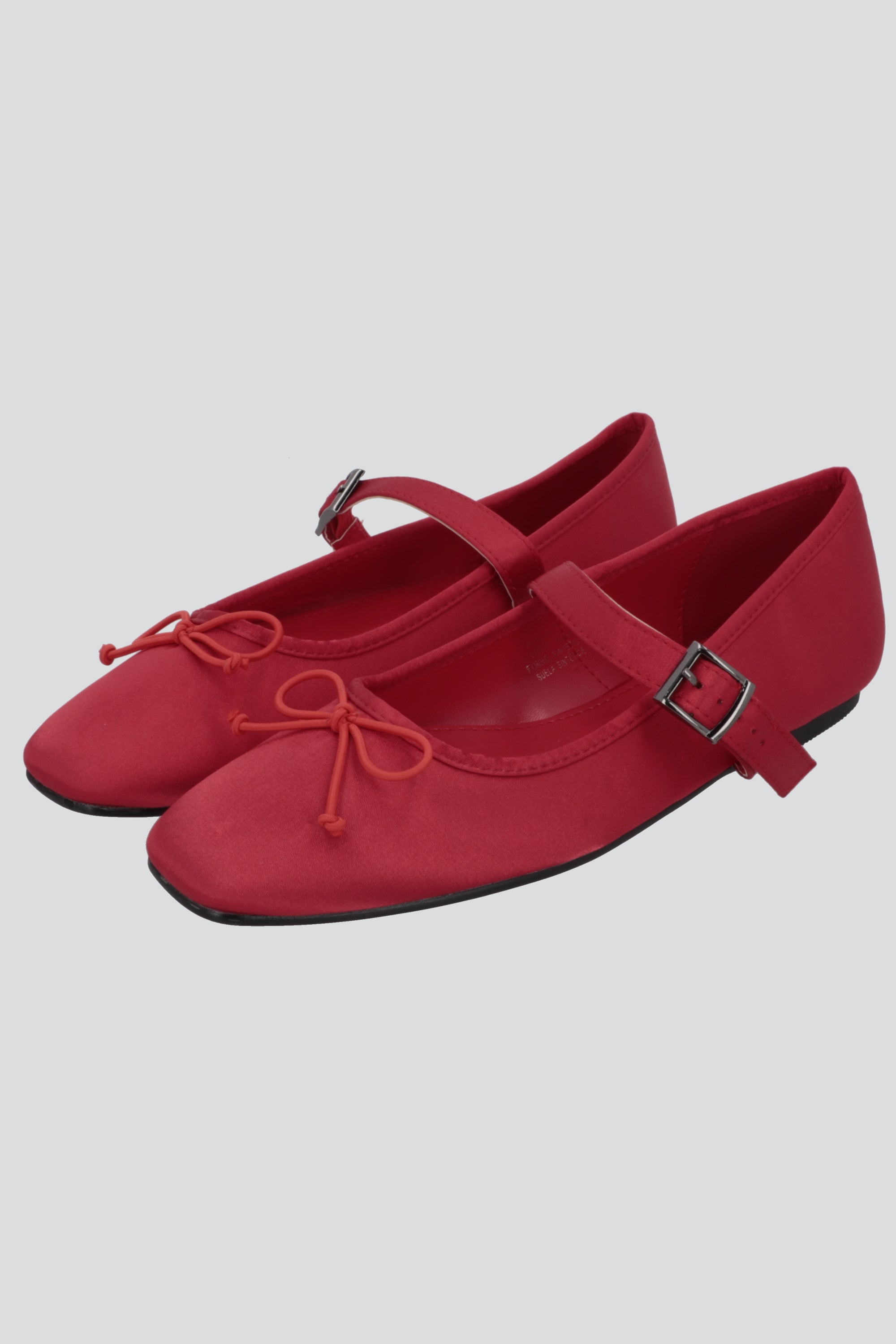 Flat mary jane satin ROJO