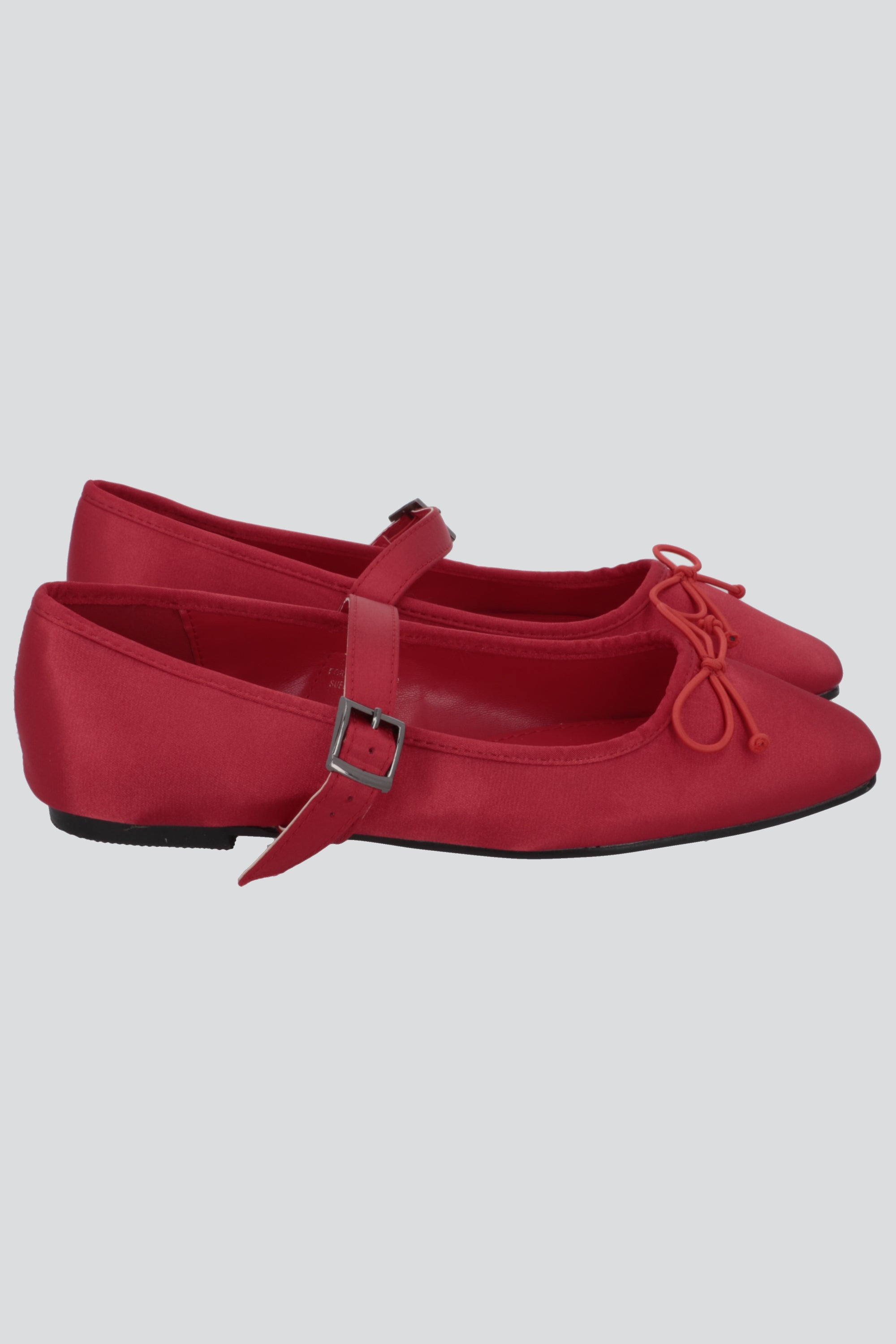 Flat mary jane satin ROJO