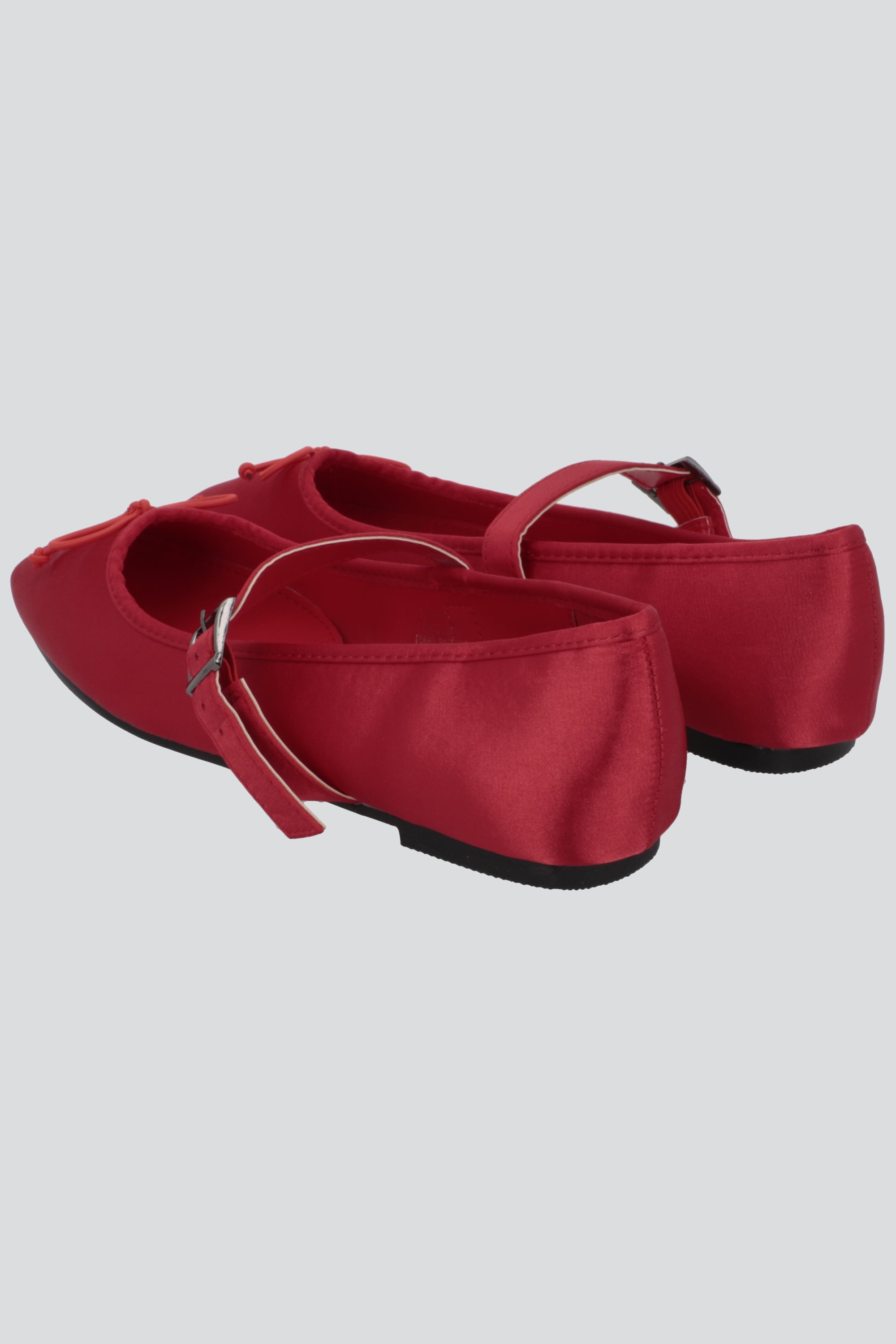 Flat mary jane satin ROJO