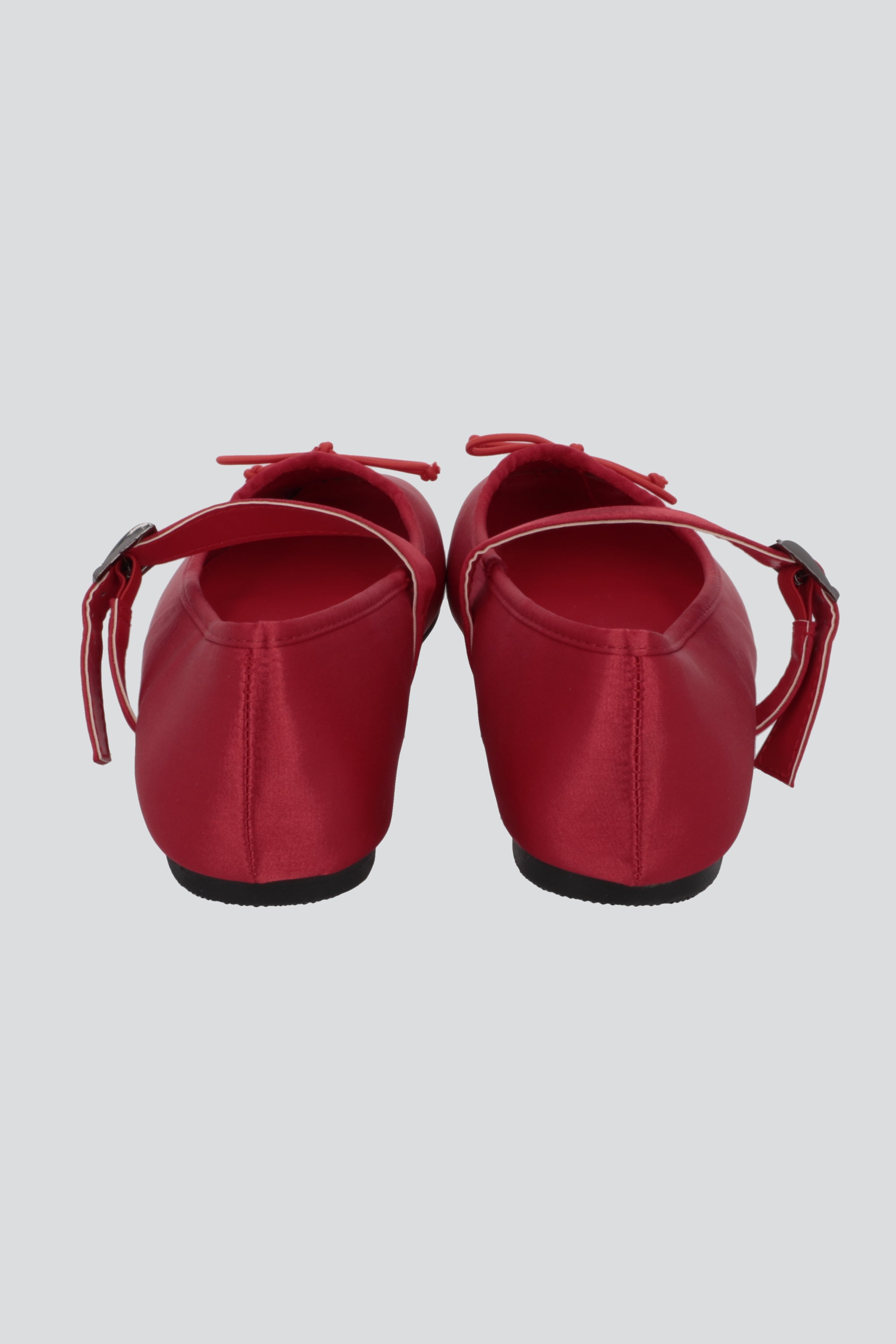 Flat mary jane satin ROJO