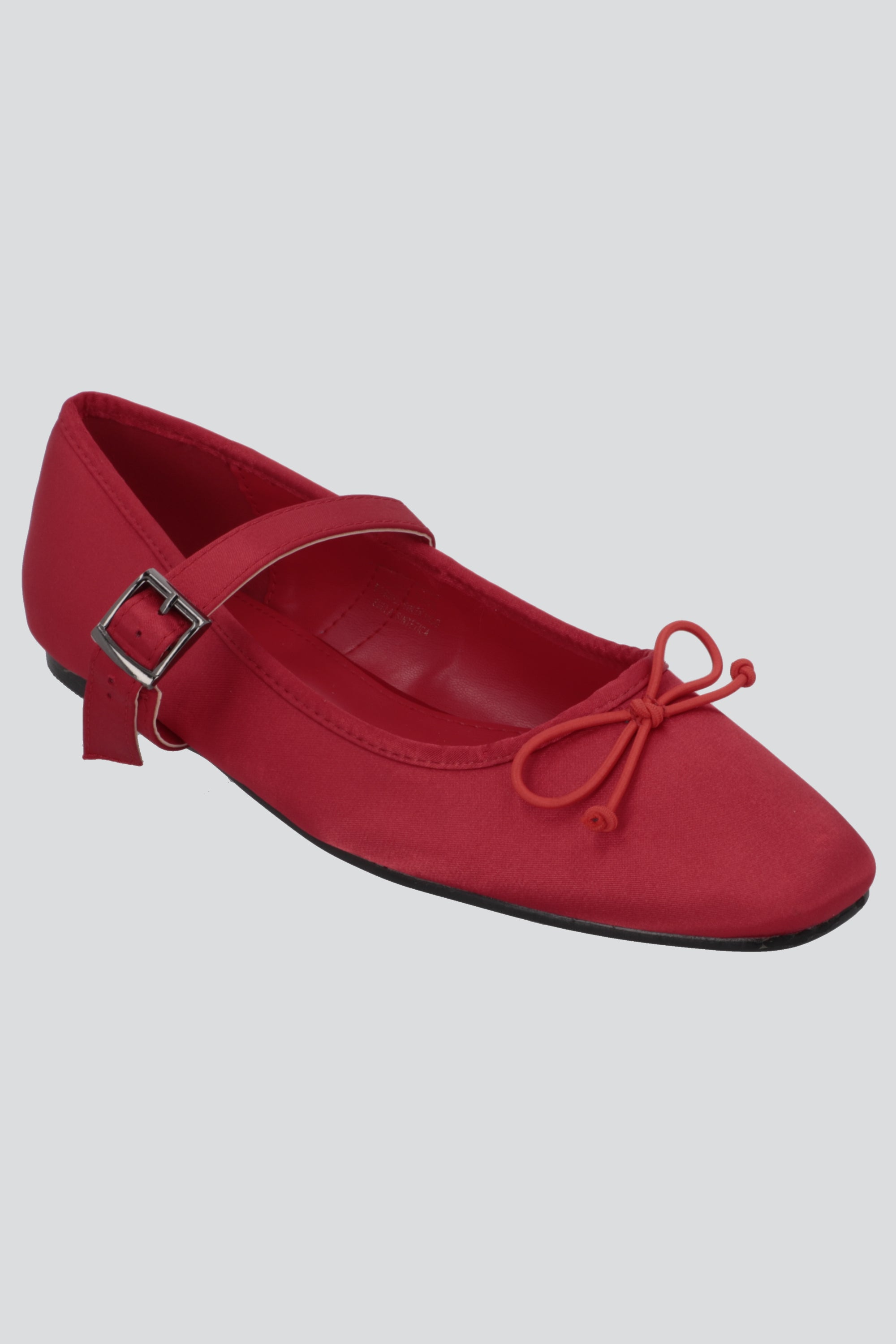 Flat mary jane satin ROJO