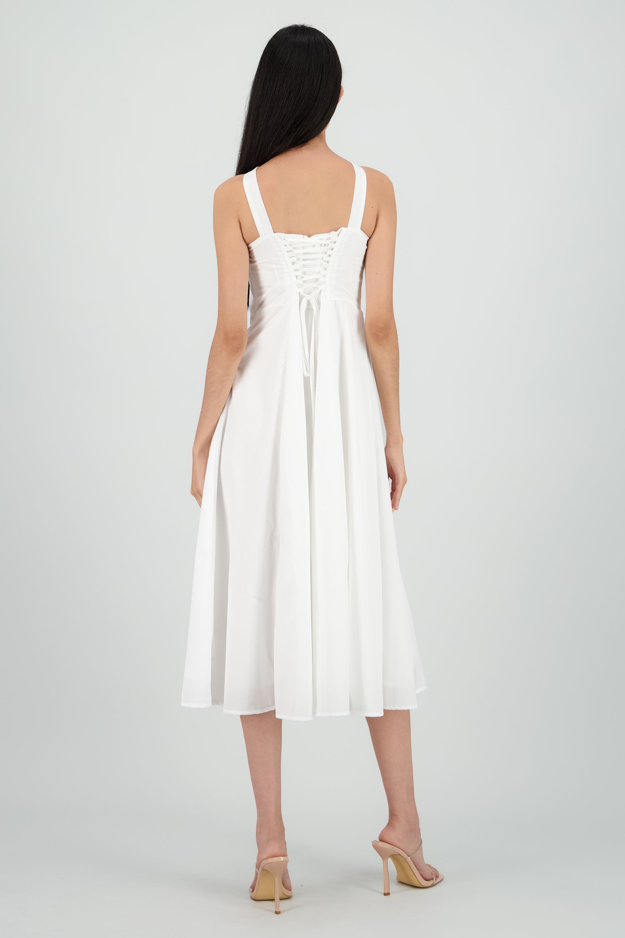 Vestido liso maxi corset BLANCO