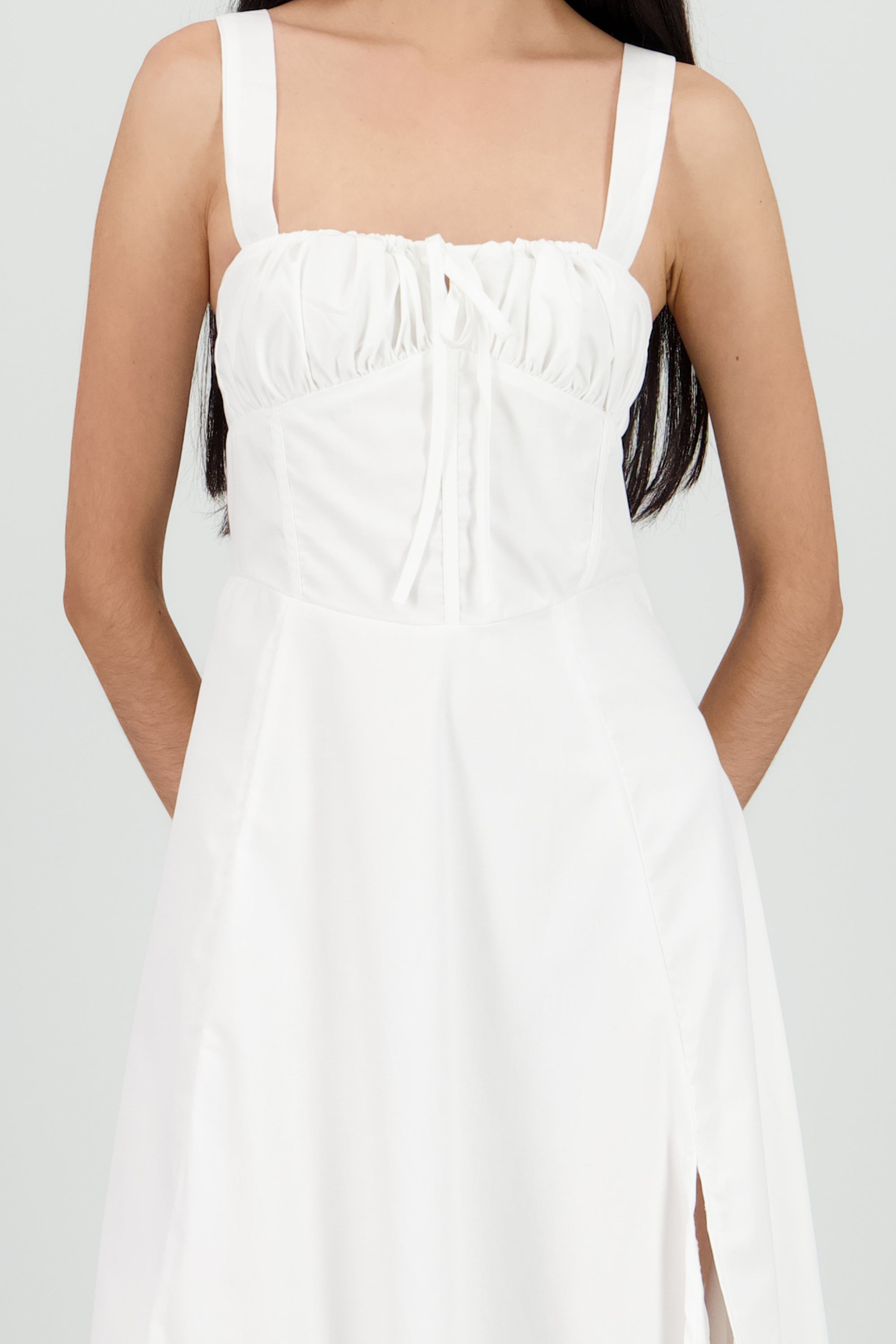 Vestido liso maxi corset BLANCO