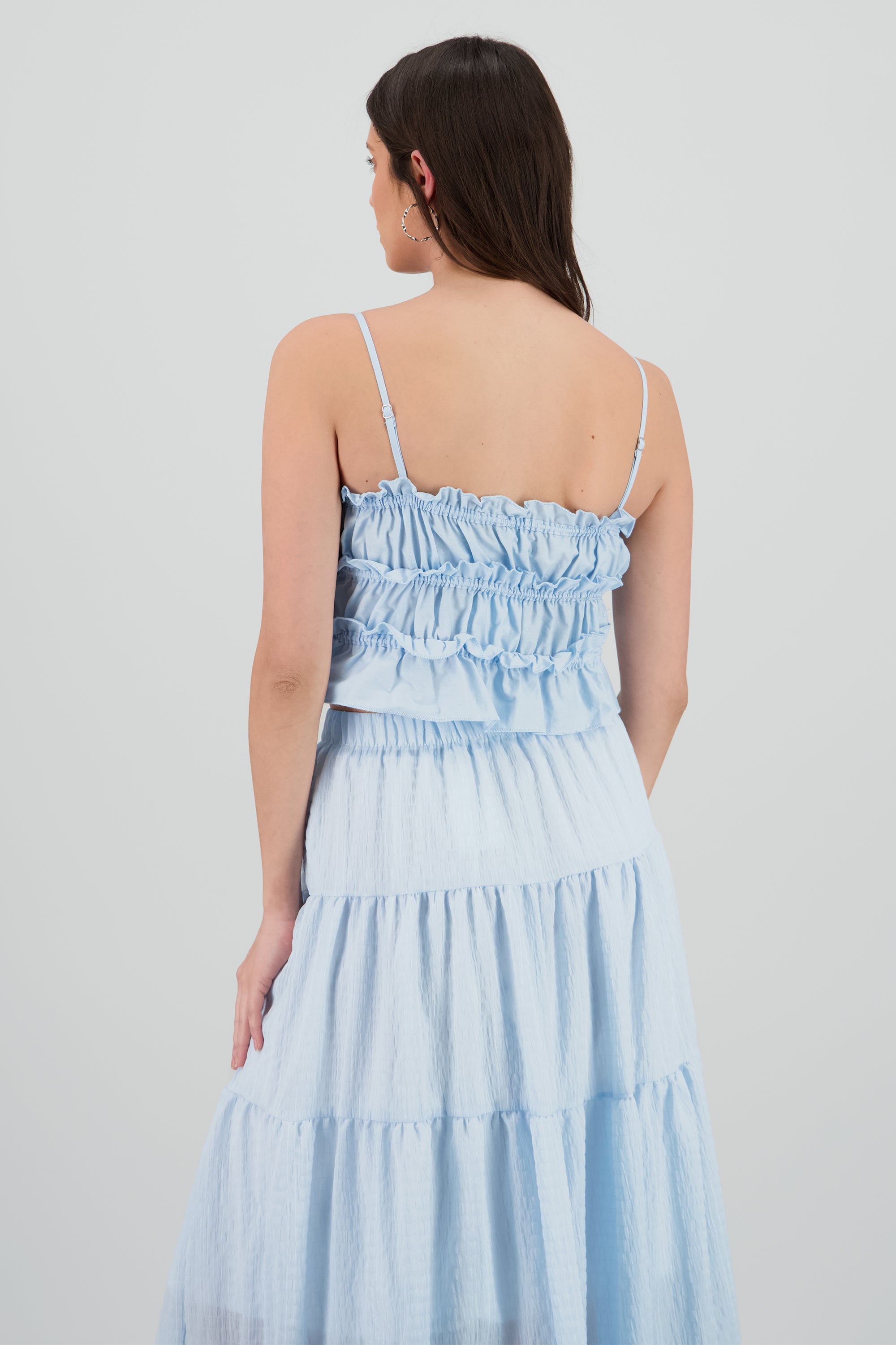 Blusa tirantes con amarre moños AZUL CIELO