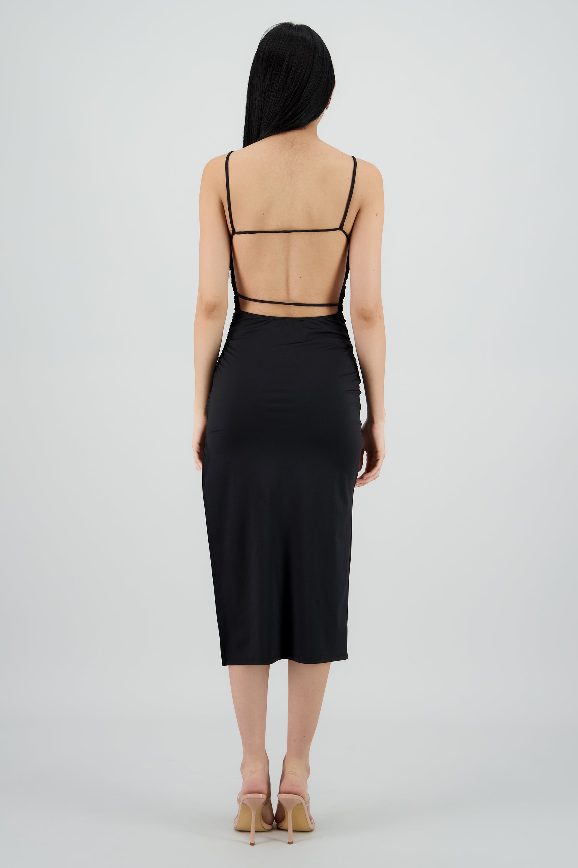 Vestido drapeado tirantes NEGRO