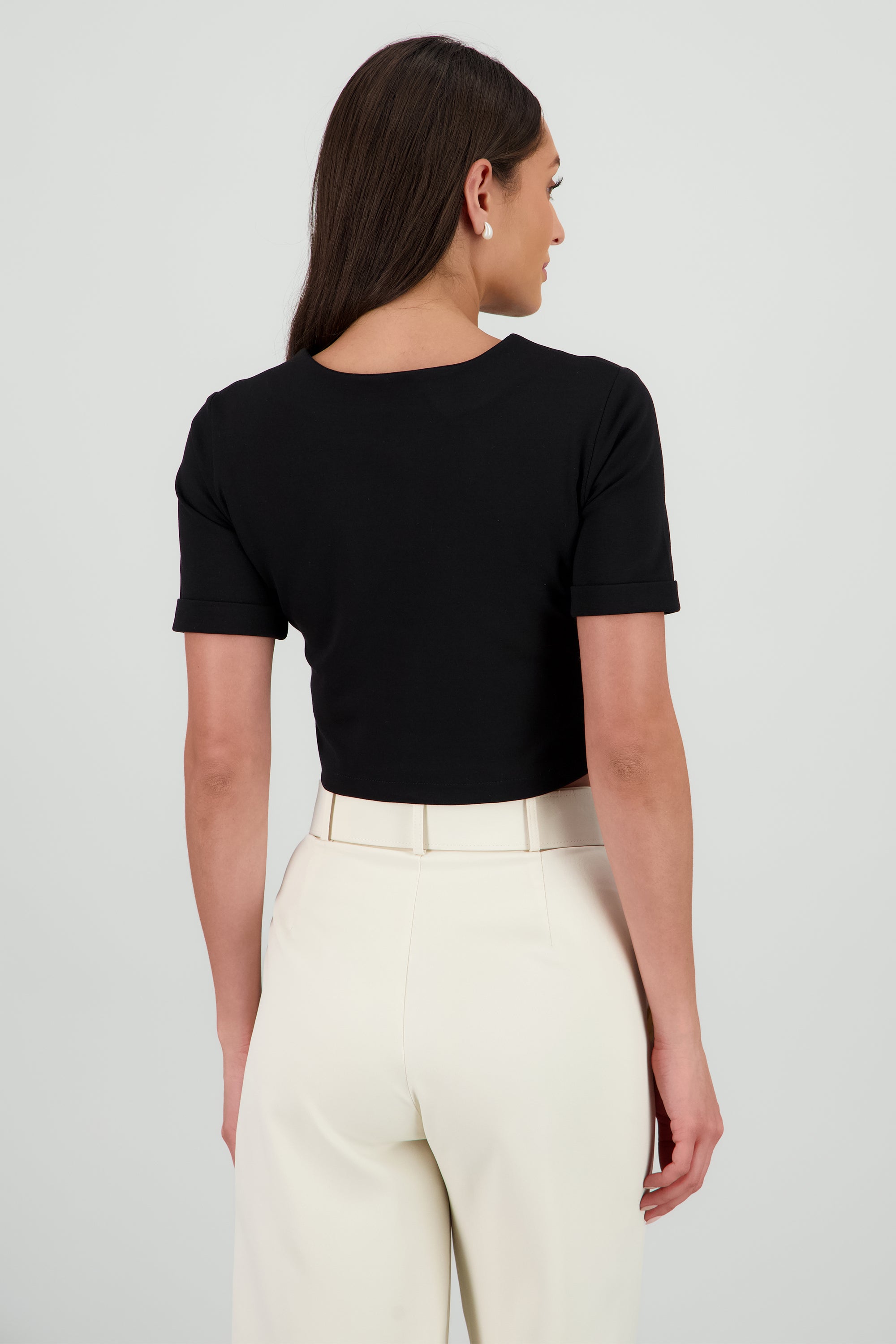 Top botones manga corta NEGRO