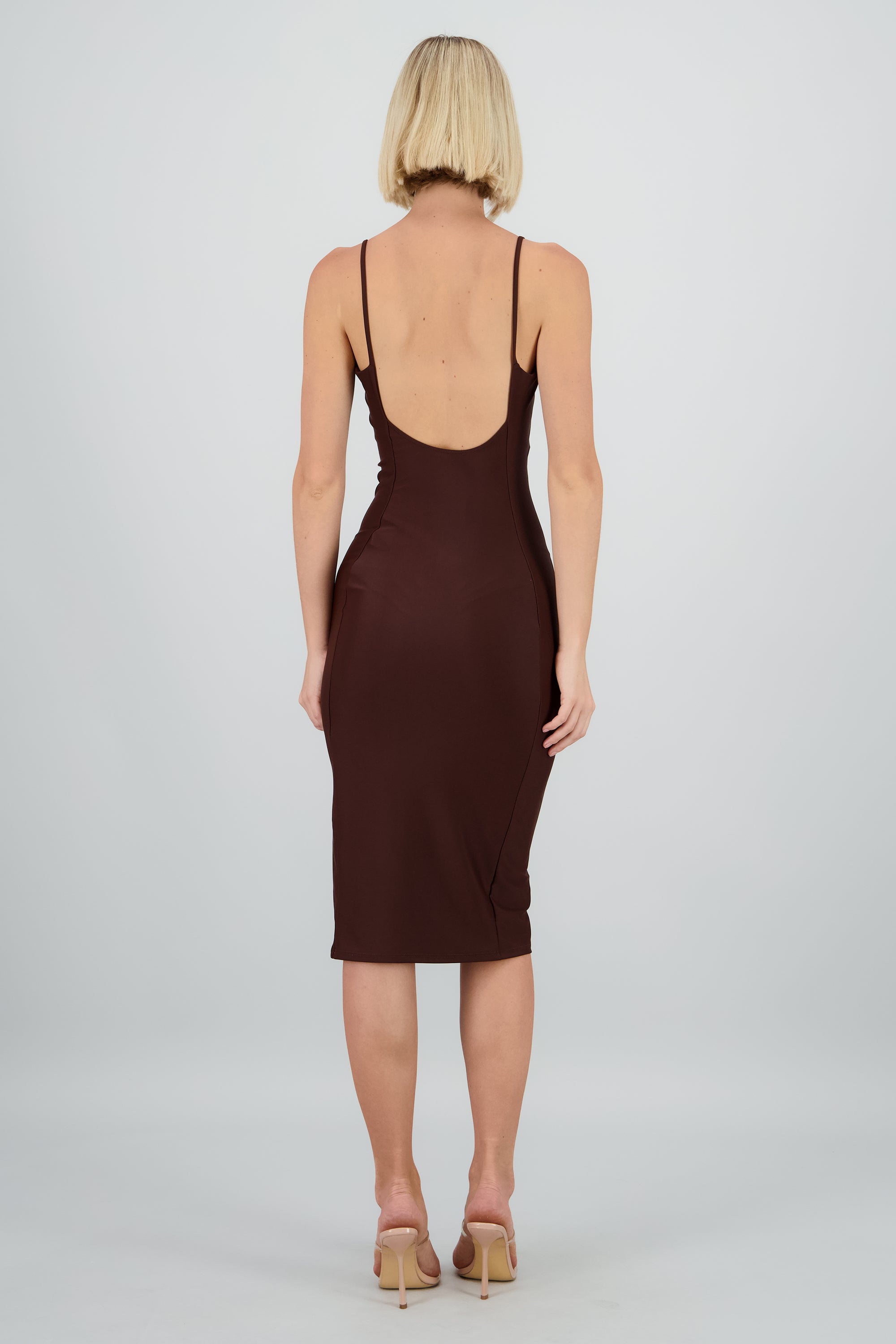 Vestido midi tirantes doble tela CAFE OBSCURO