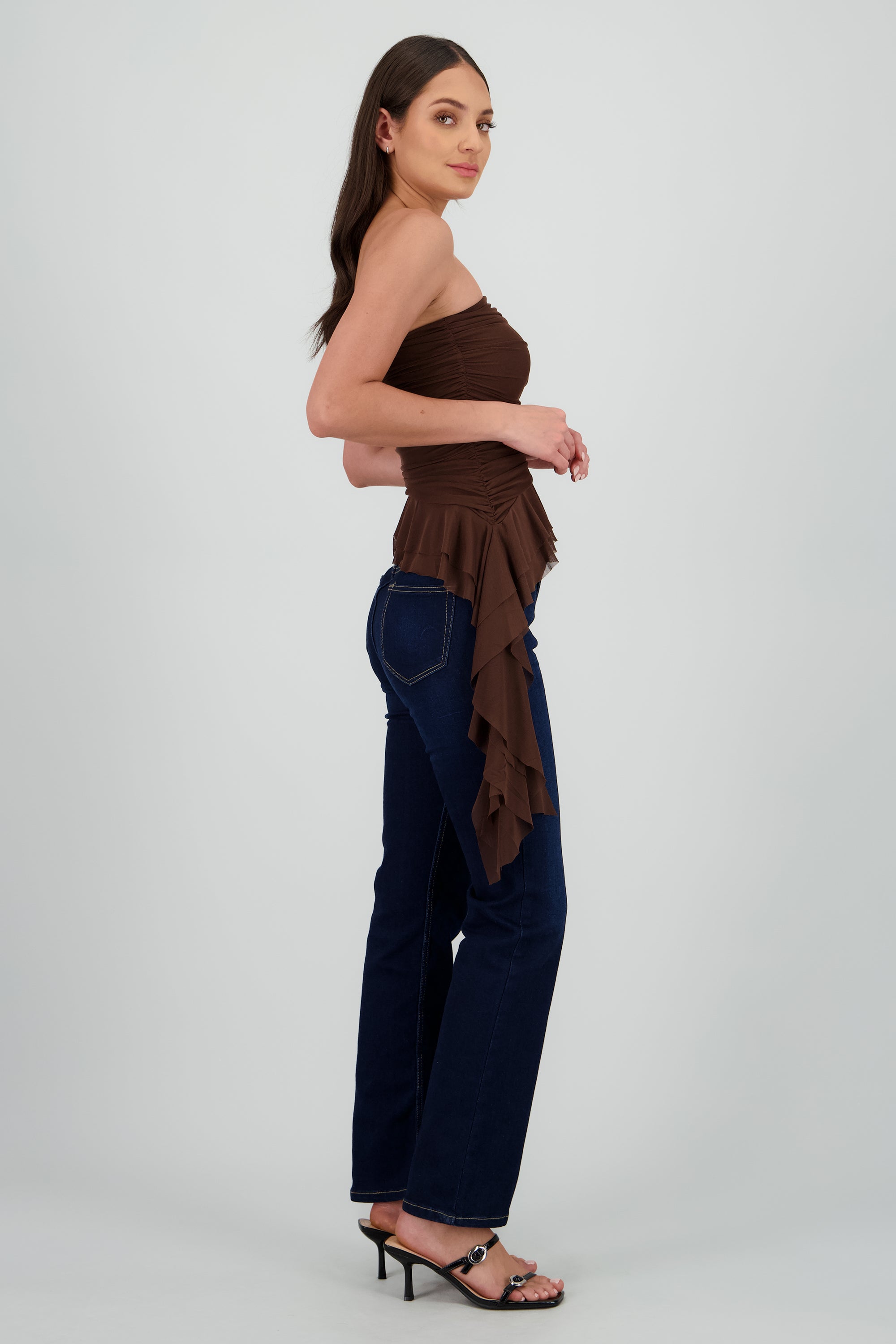 Top strapless drapeado CHOCOLATE