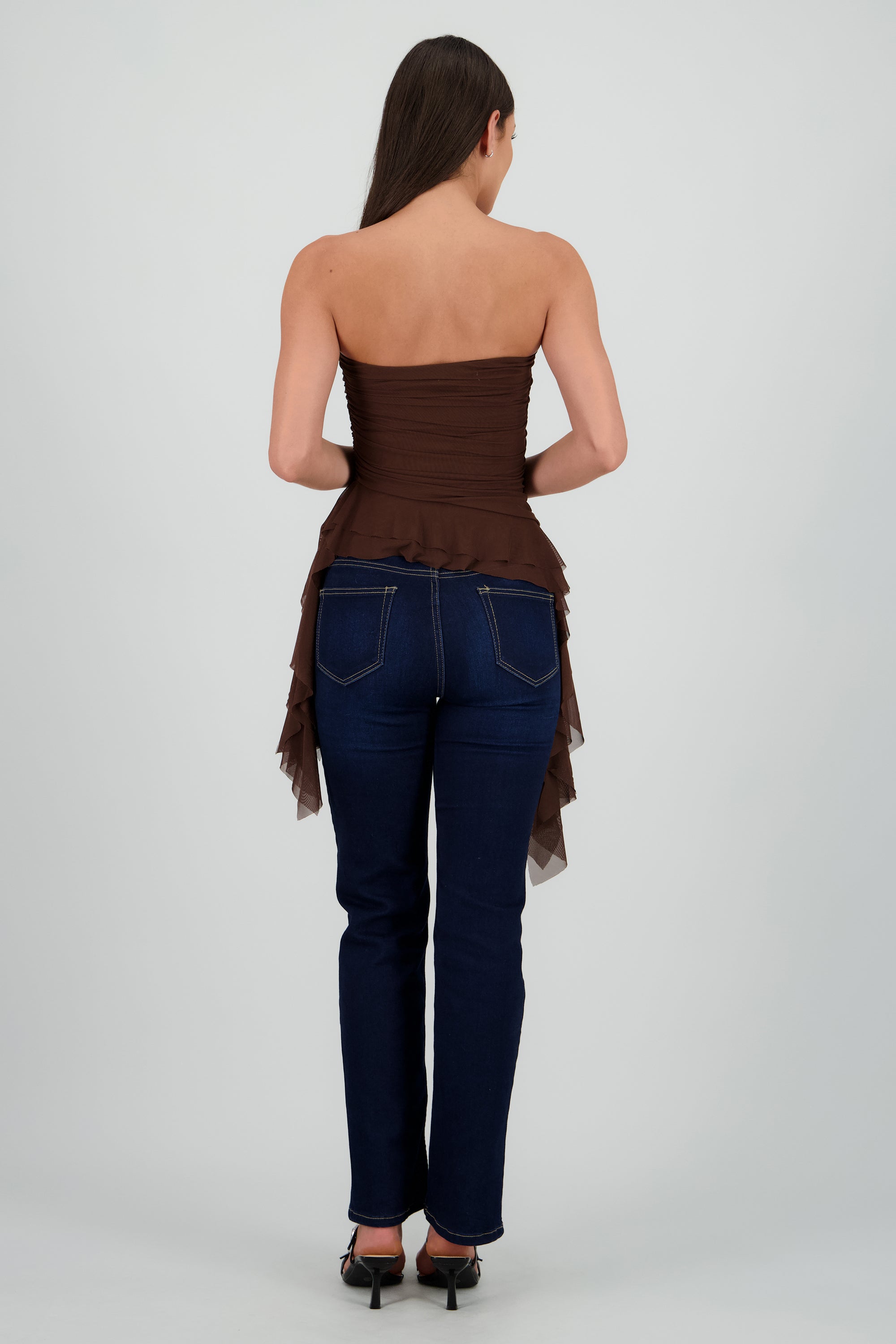 Top strapless drapeado CHOCOLATE