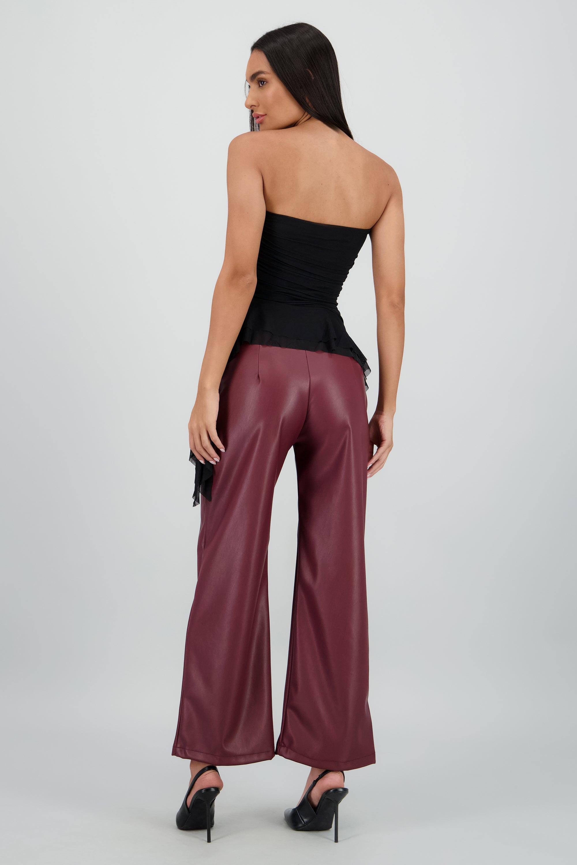 Top strapless drapeado NEGRO