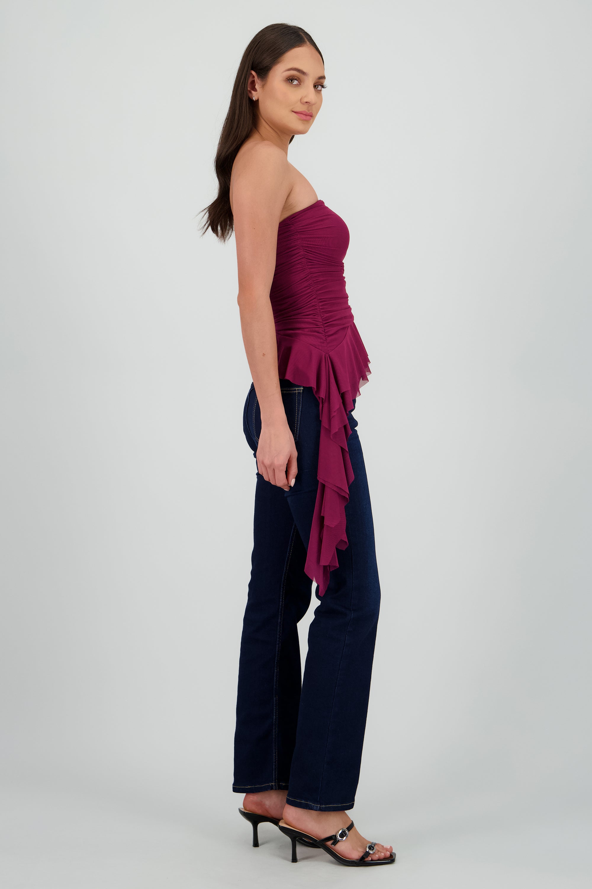 Top strapless drapeado VINO