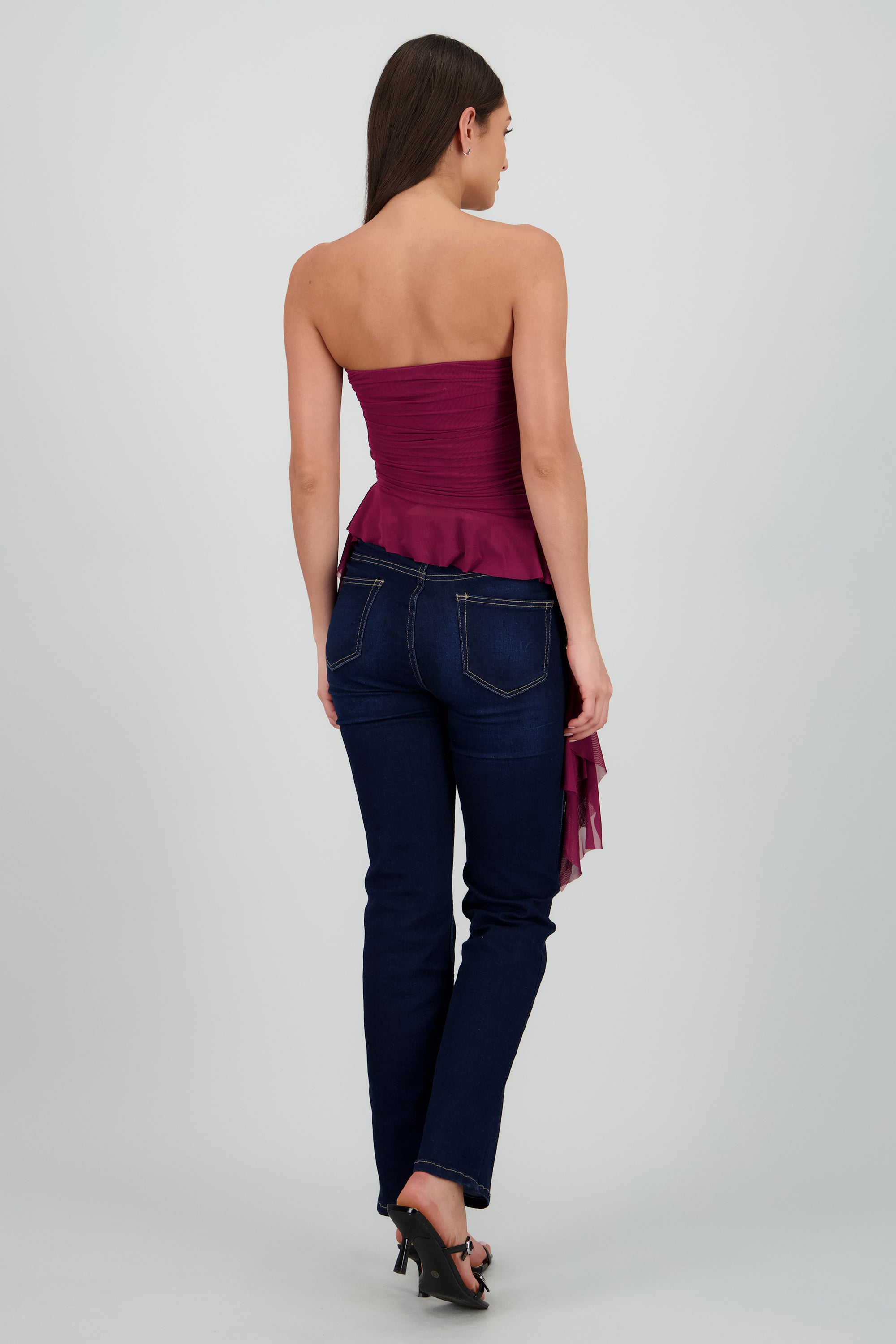 Top strapless drapeado VINO