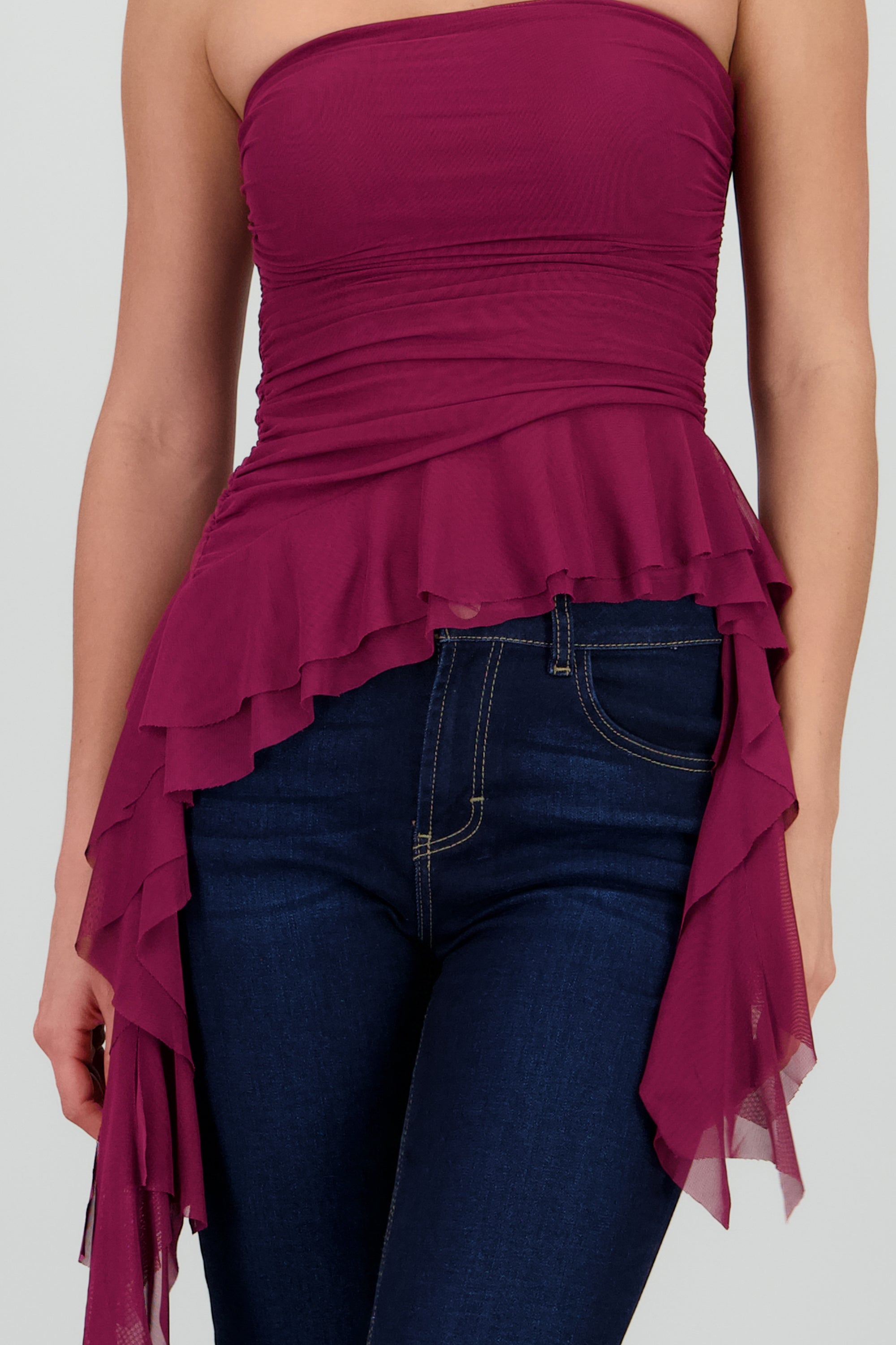 Top strapless drapeado VINO