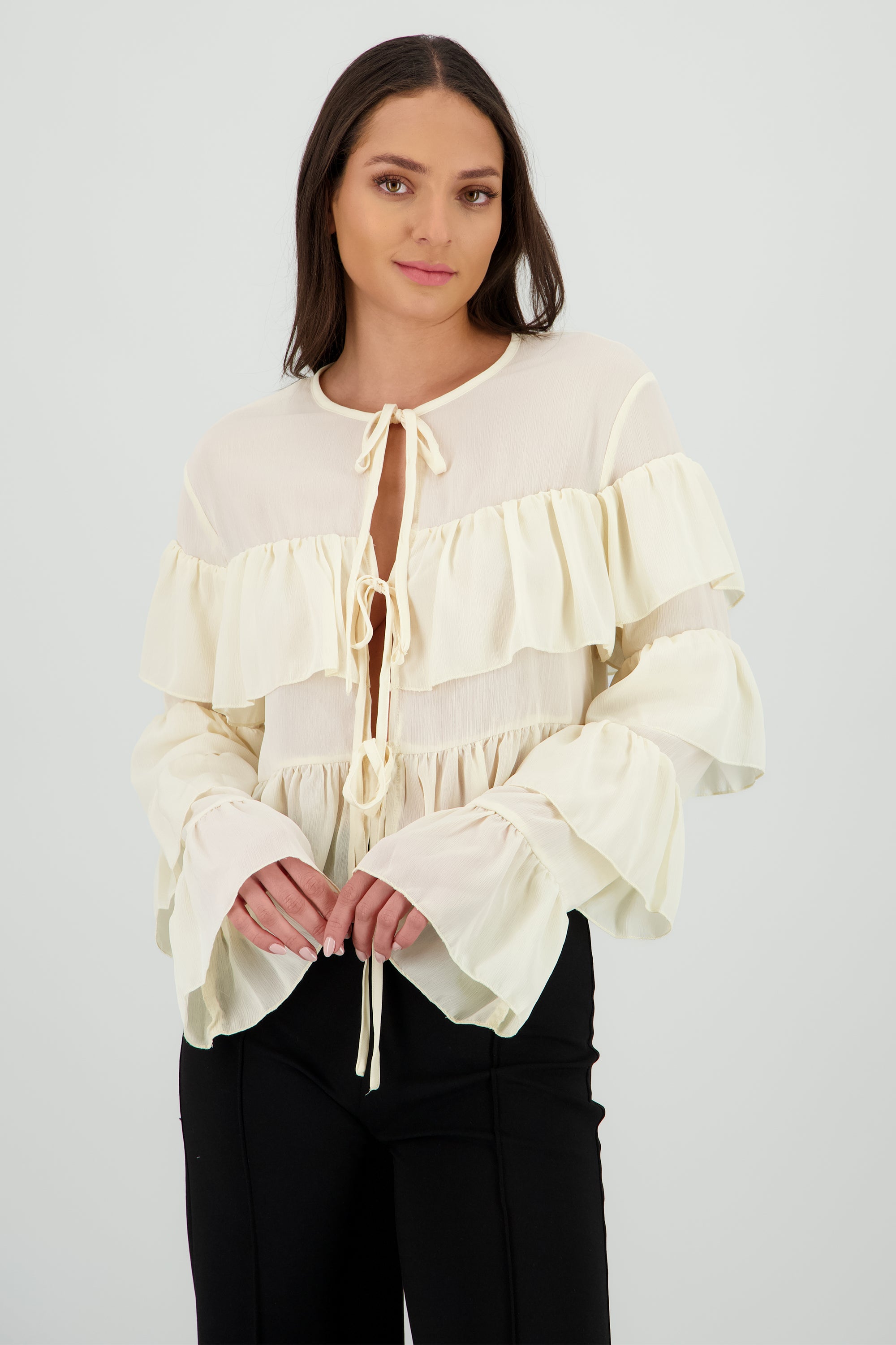 Blusa capas olanes BEIGE