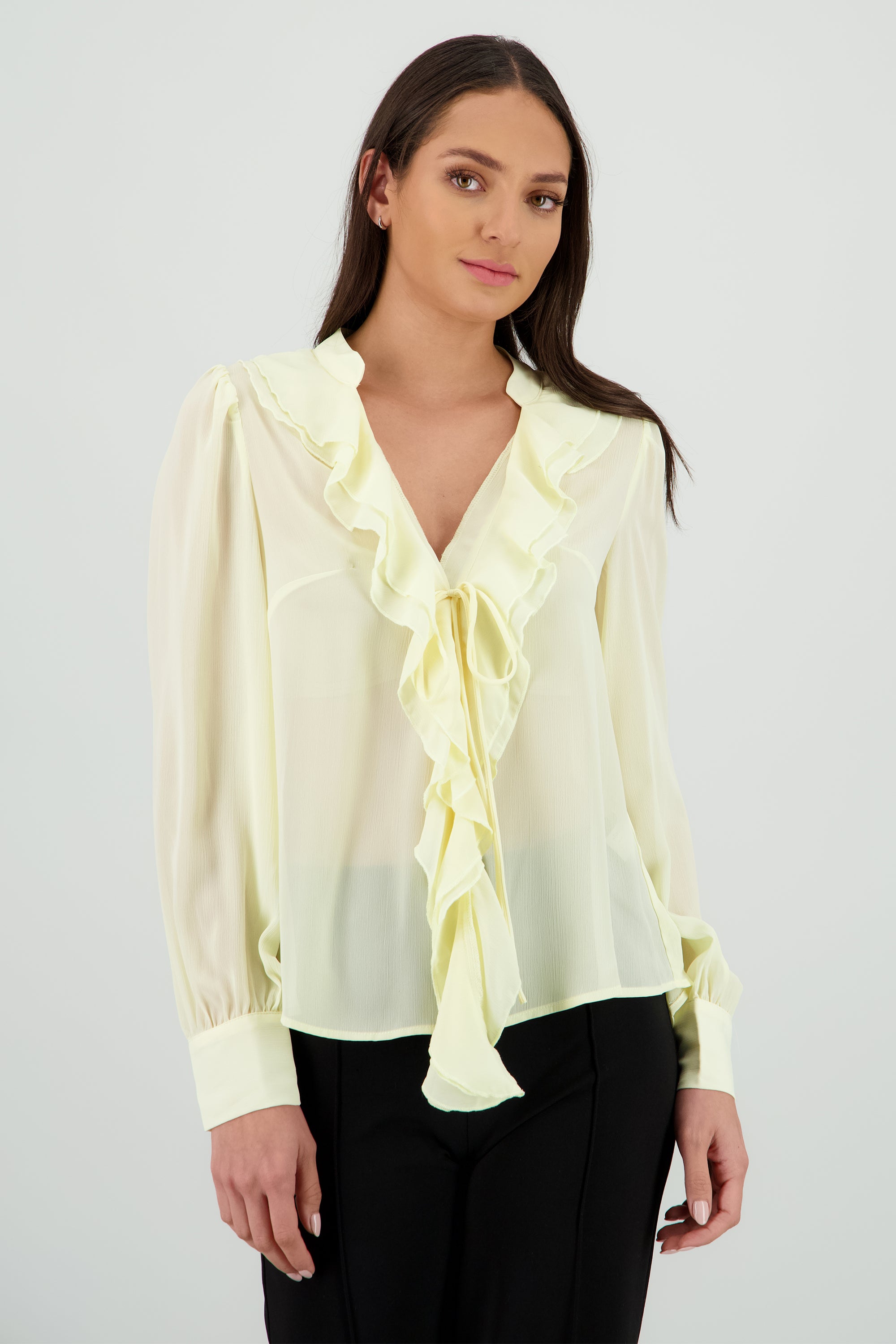 Blusa escote mini olanes AMARILLO PASTEL
