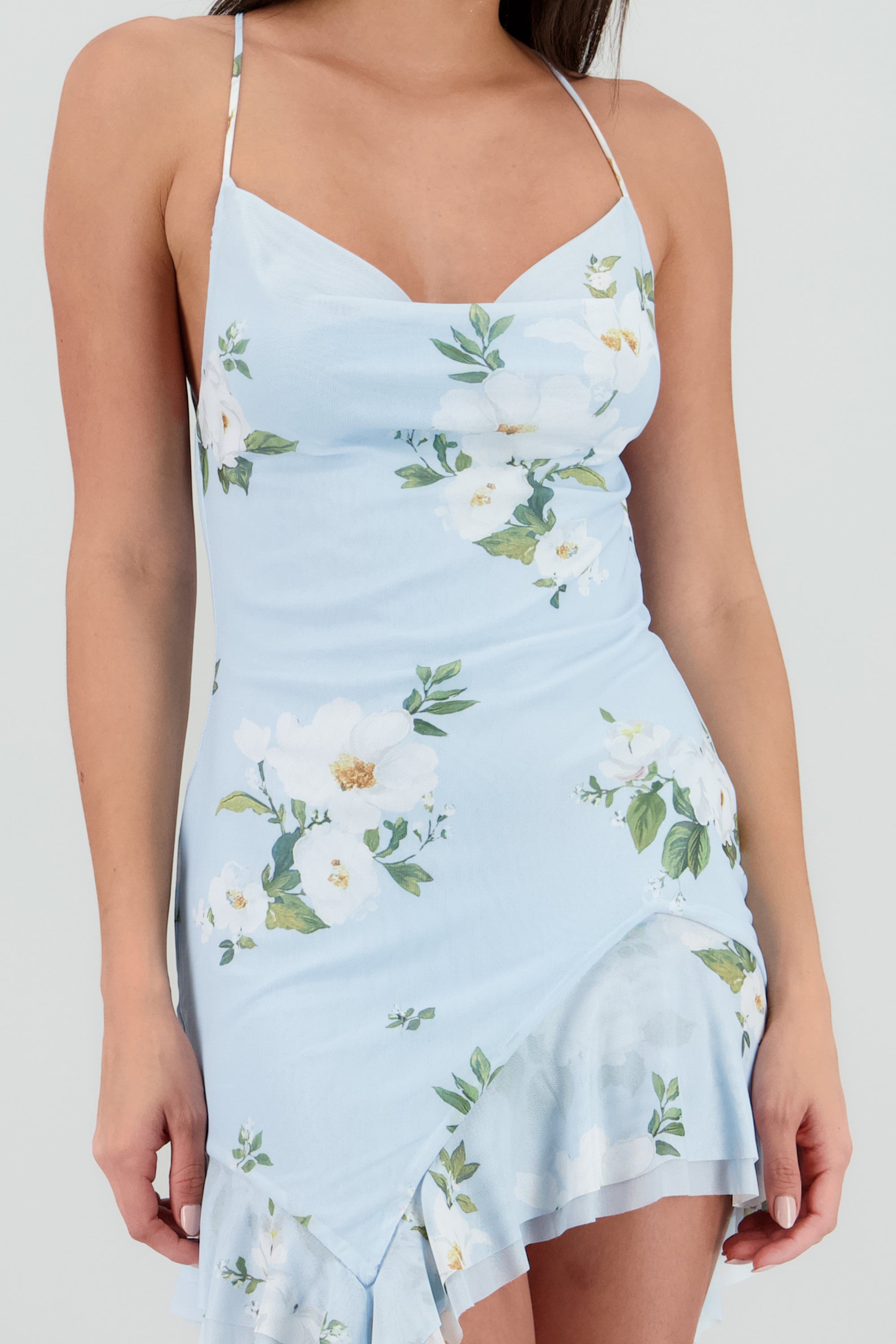 Vestido mesh estampado AZUL COMBO