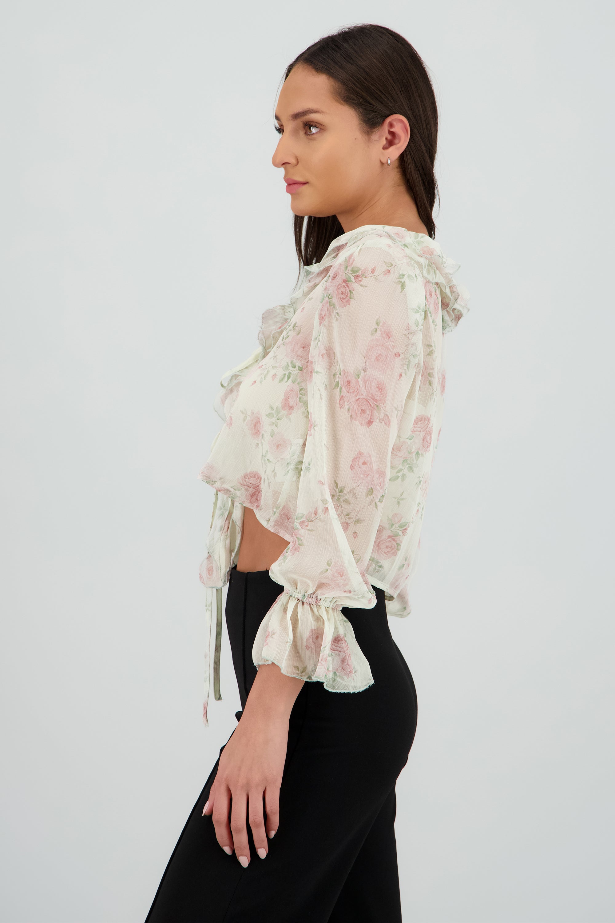 Blusa con mini olanes BLANCO COMBO