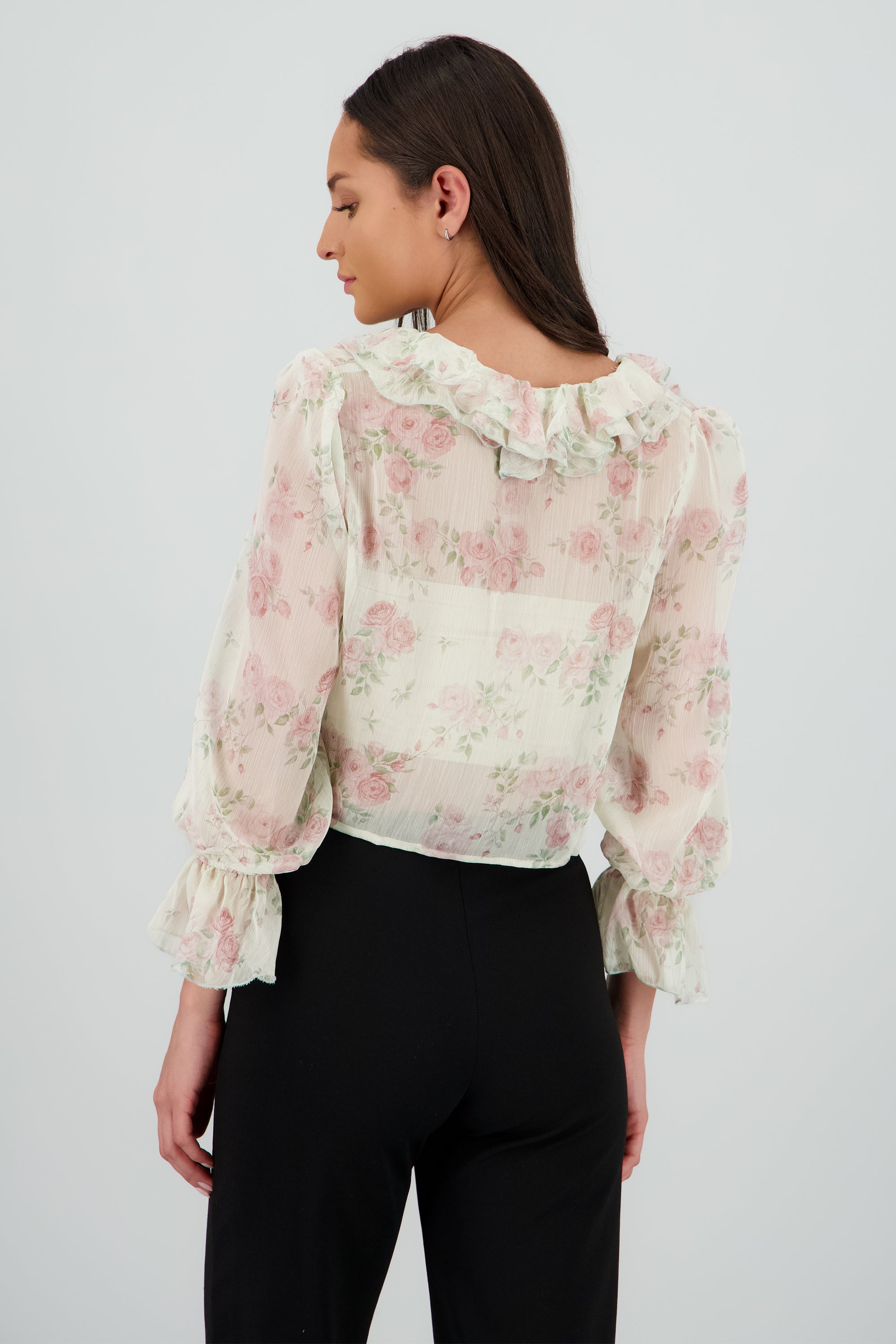 Blusa con mini olanes BLANCO COMBO