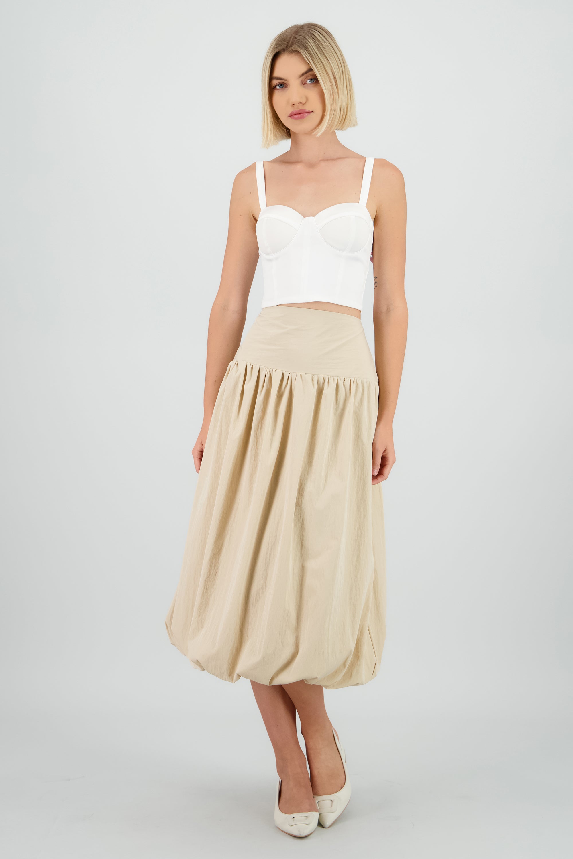 Falda maxi globo BEIGE