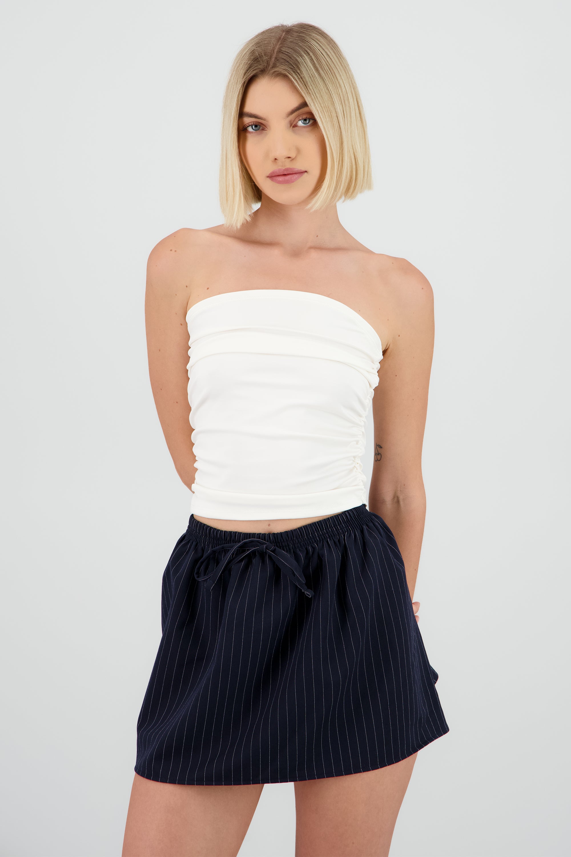 Top tubo frunce lateral BLANCO