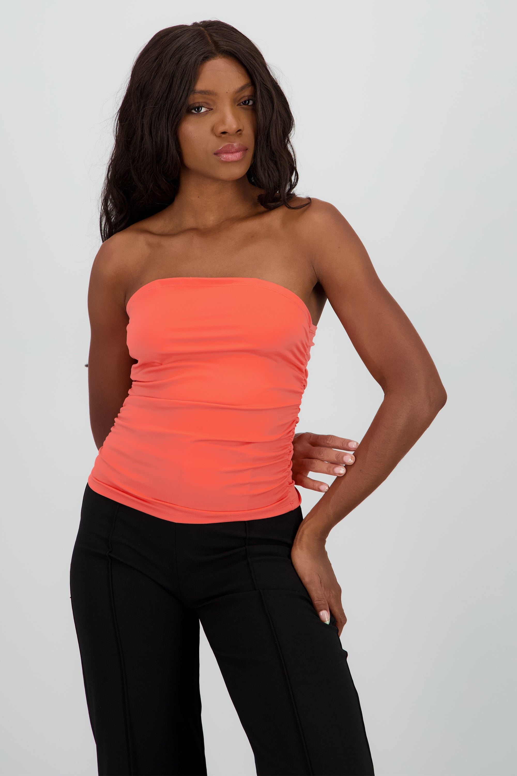 Top tubo frunce lateral CORAL
