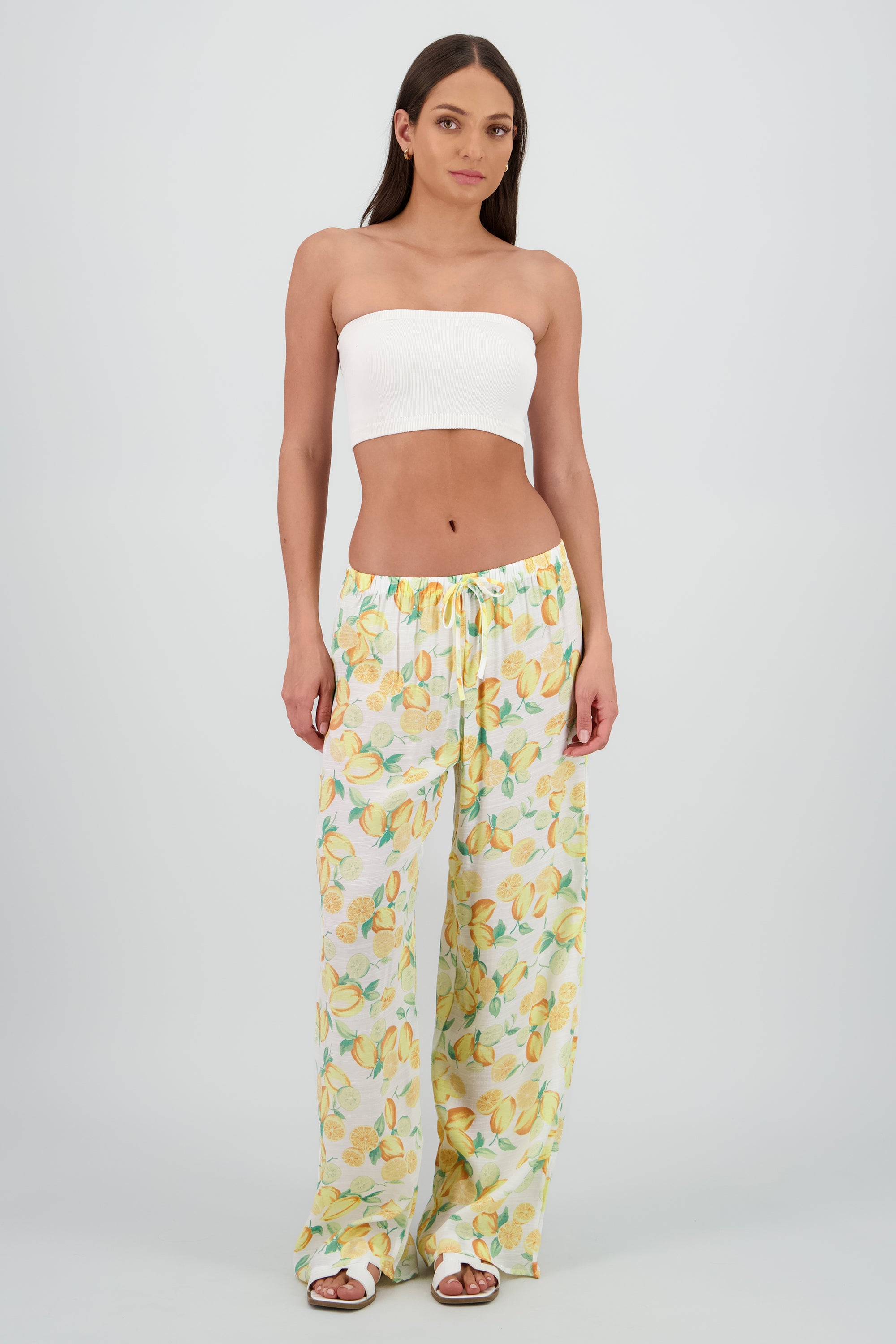 Pantalon amplio estampado limones AMARILLO COMBO