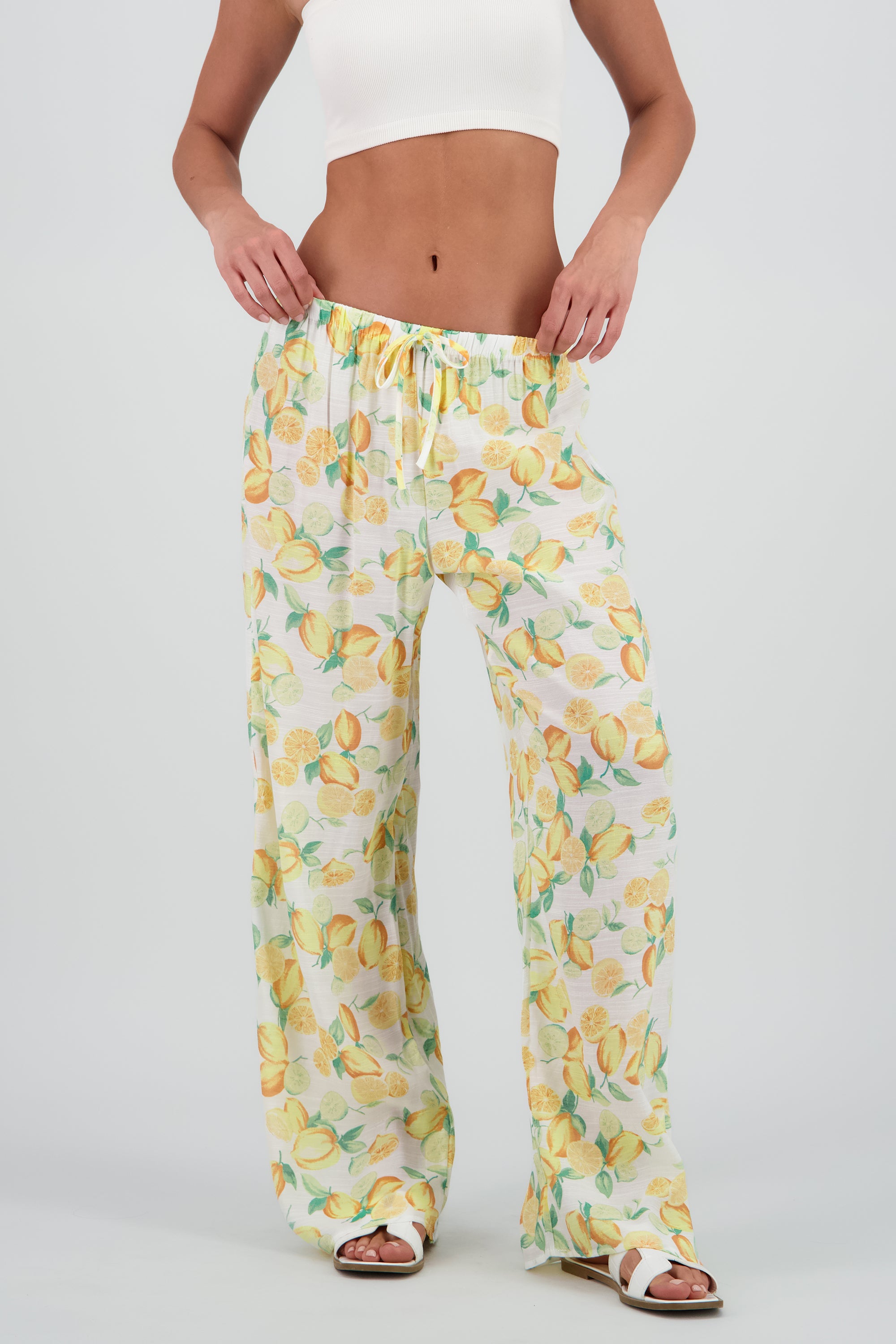 Pantalon amplio estampado limones AMARILLO COMBO