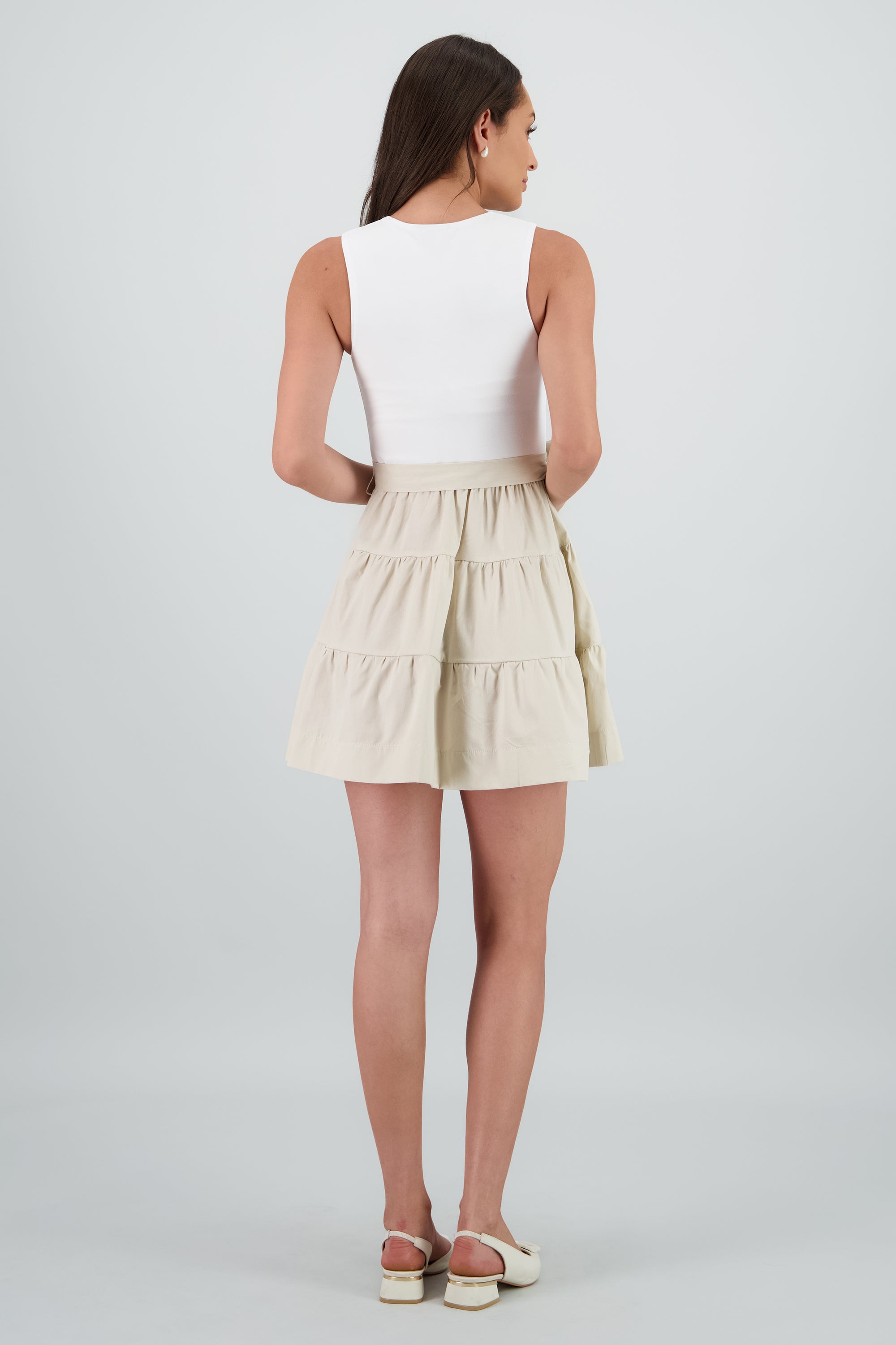 Vestido mini detalle moño KHAKI COMBO