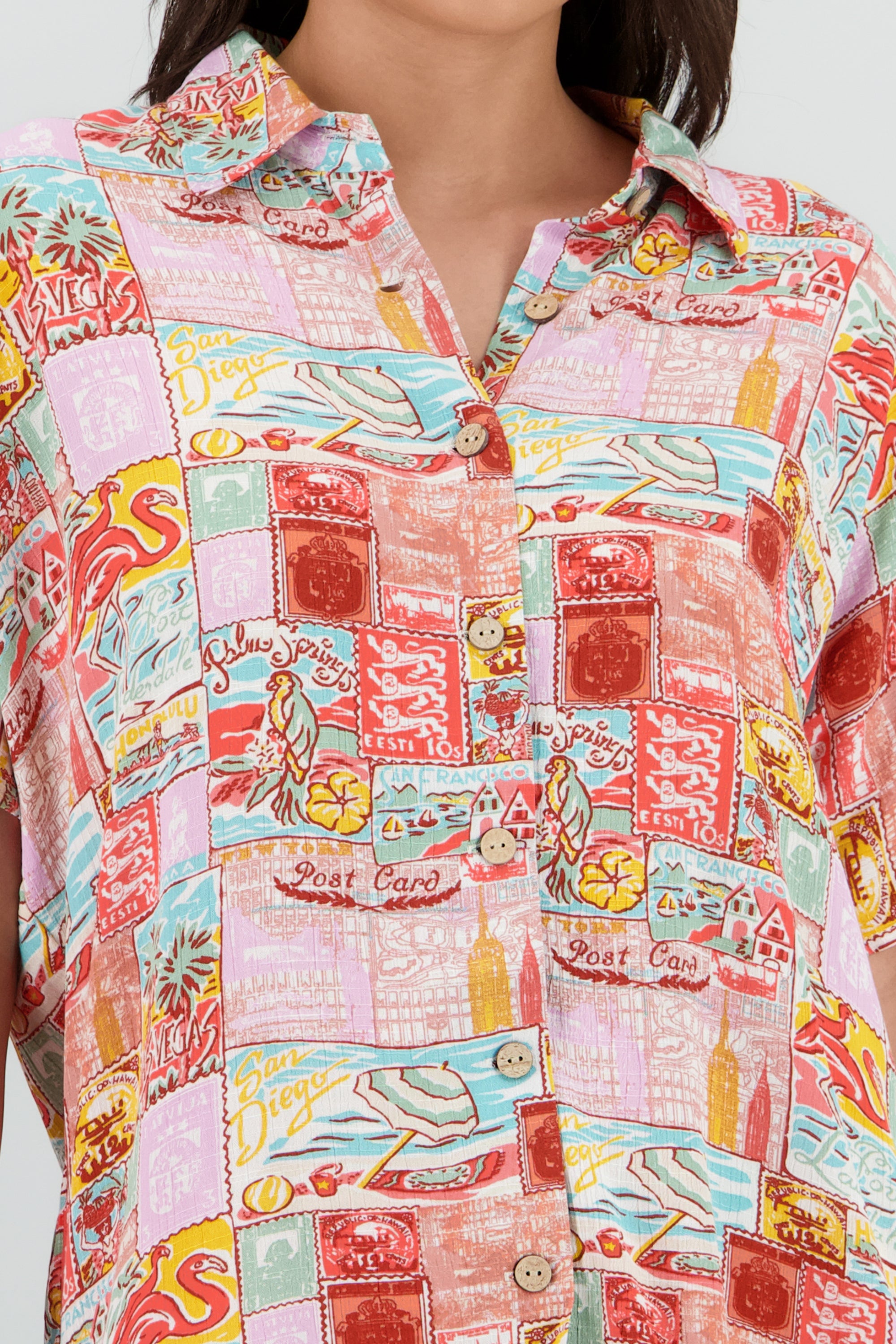 Camisa manga corta oversized estampado MULTICOLOR