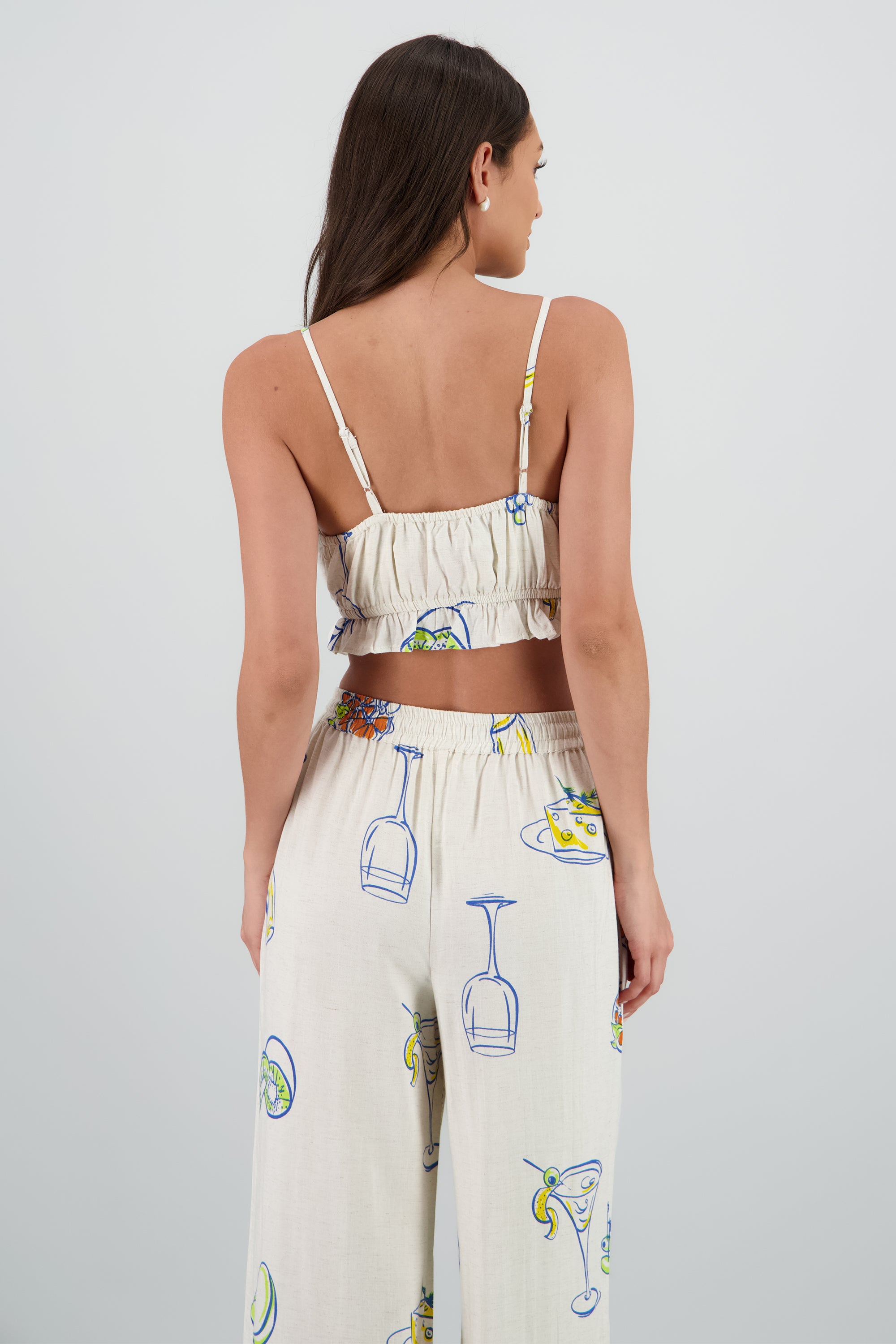 Top tirantes lino estampado KHAKI COMBO