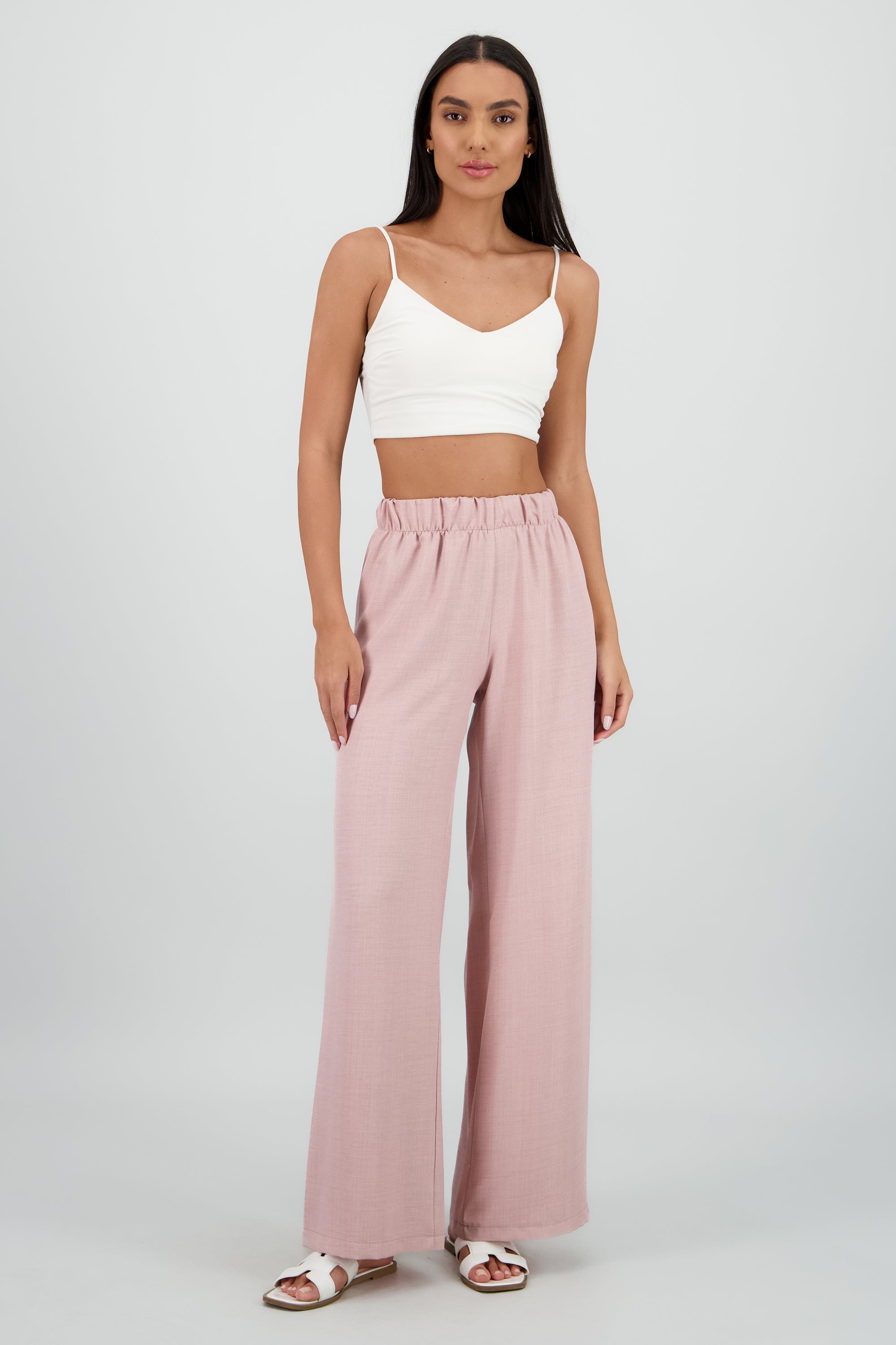 Pantalon fluido resorte amplio ROSA PASTEL