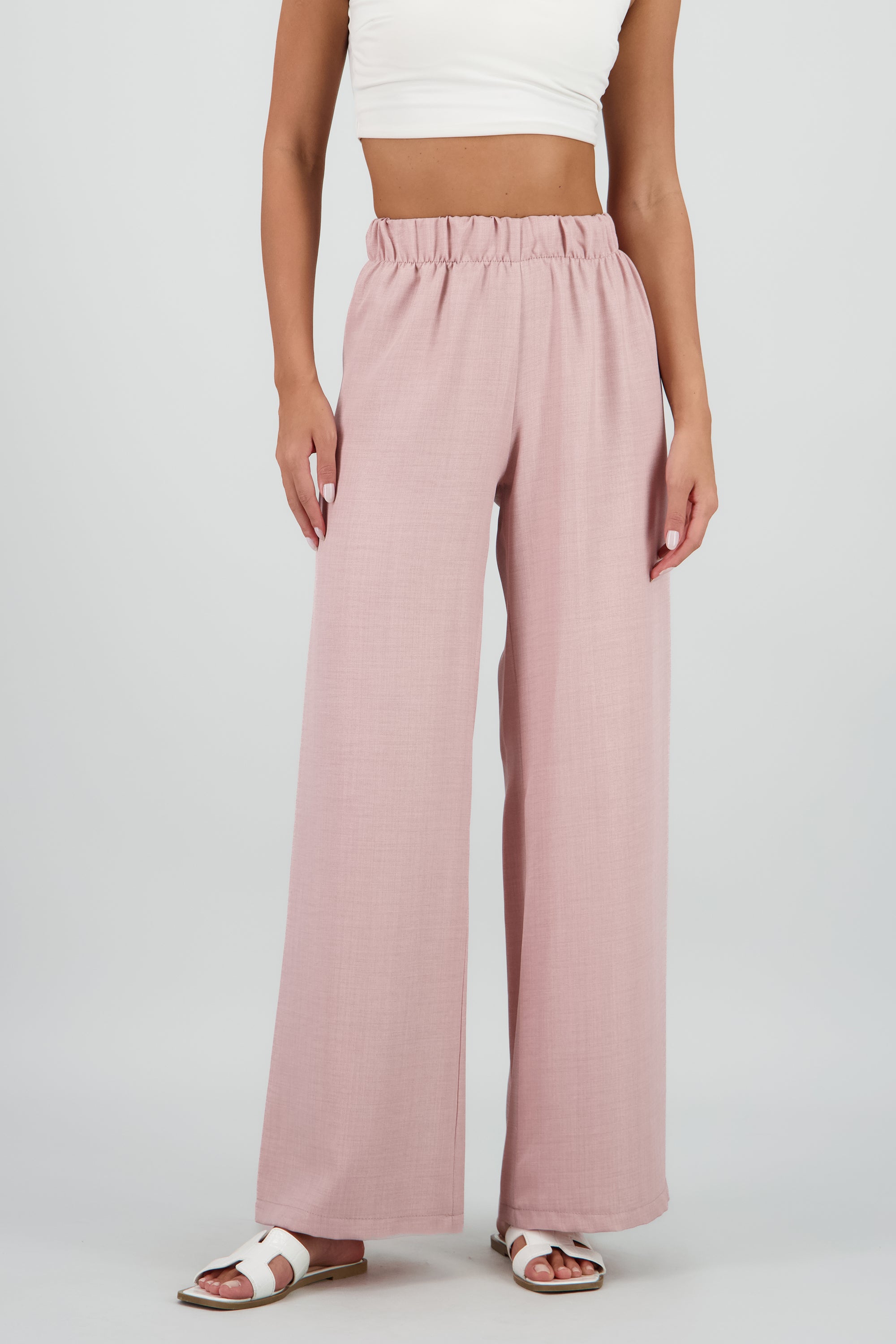 Pantalon fluido resorte amplio ROSA PASTEL
