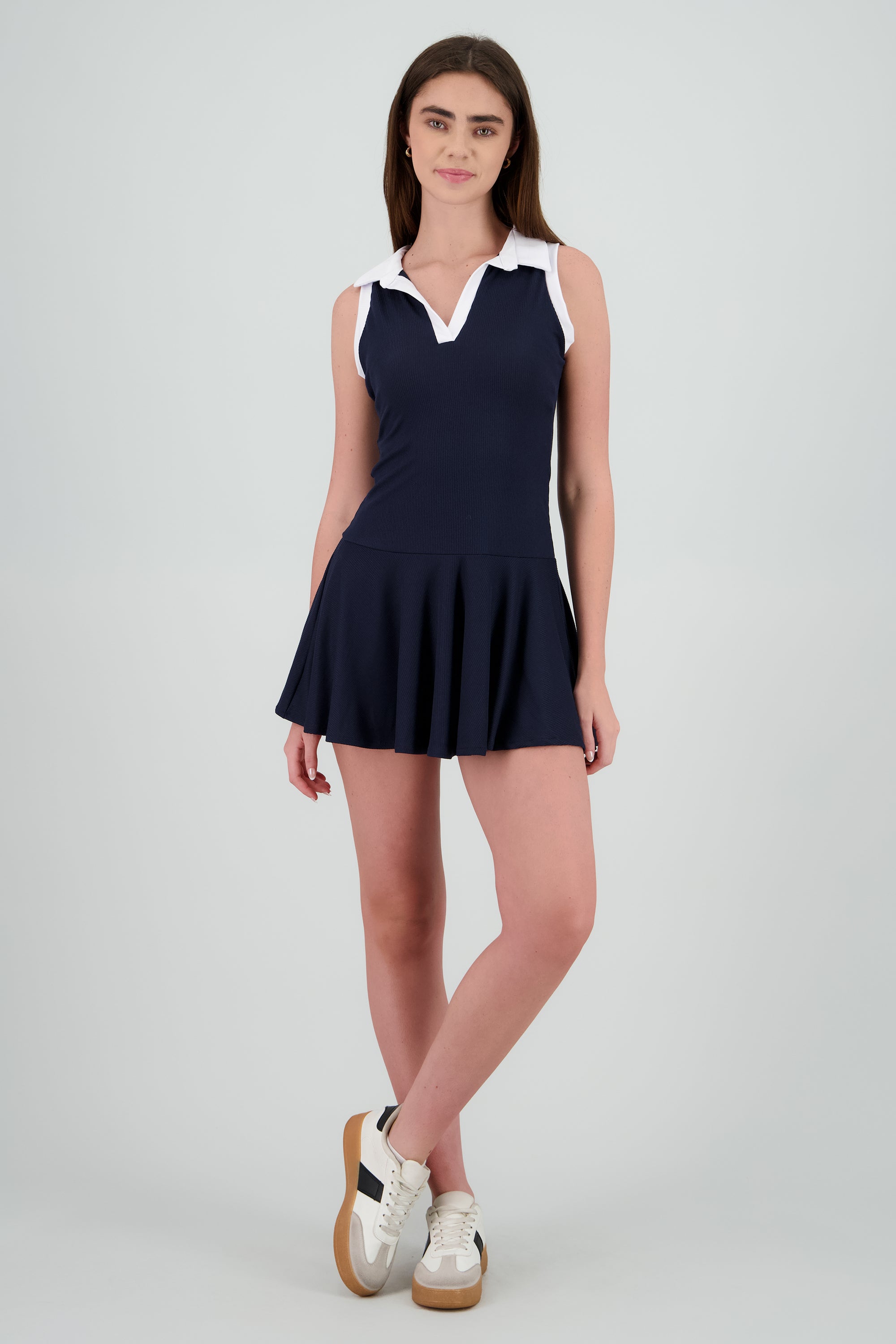Vestido skater  con polo contraste MARINO COMBO