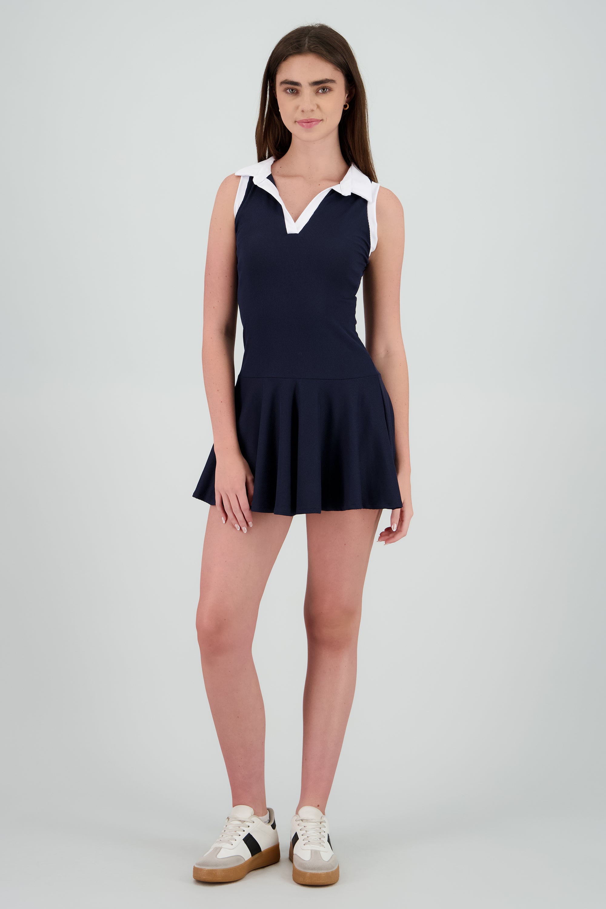 Vestido skater  con polo contraste MARINO COMBO