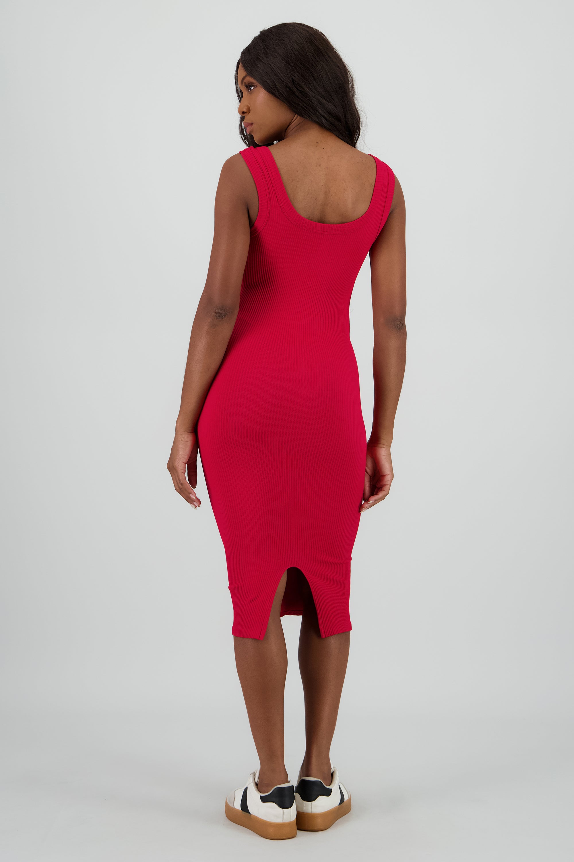 Vestido midi detalle seamless liso ROJO