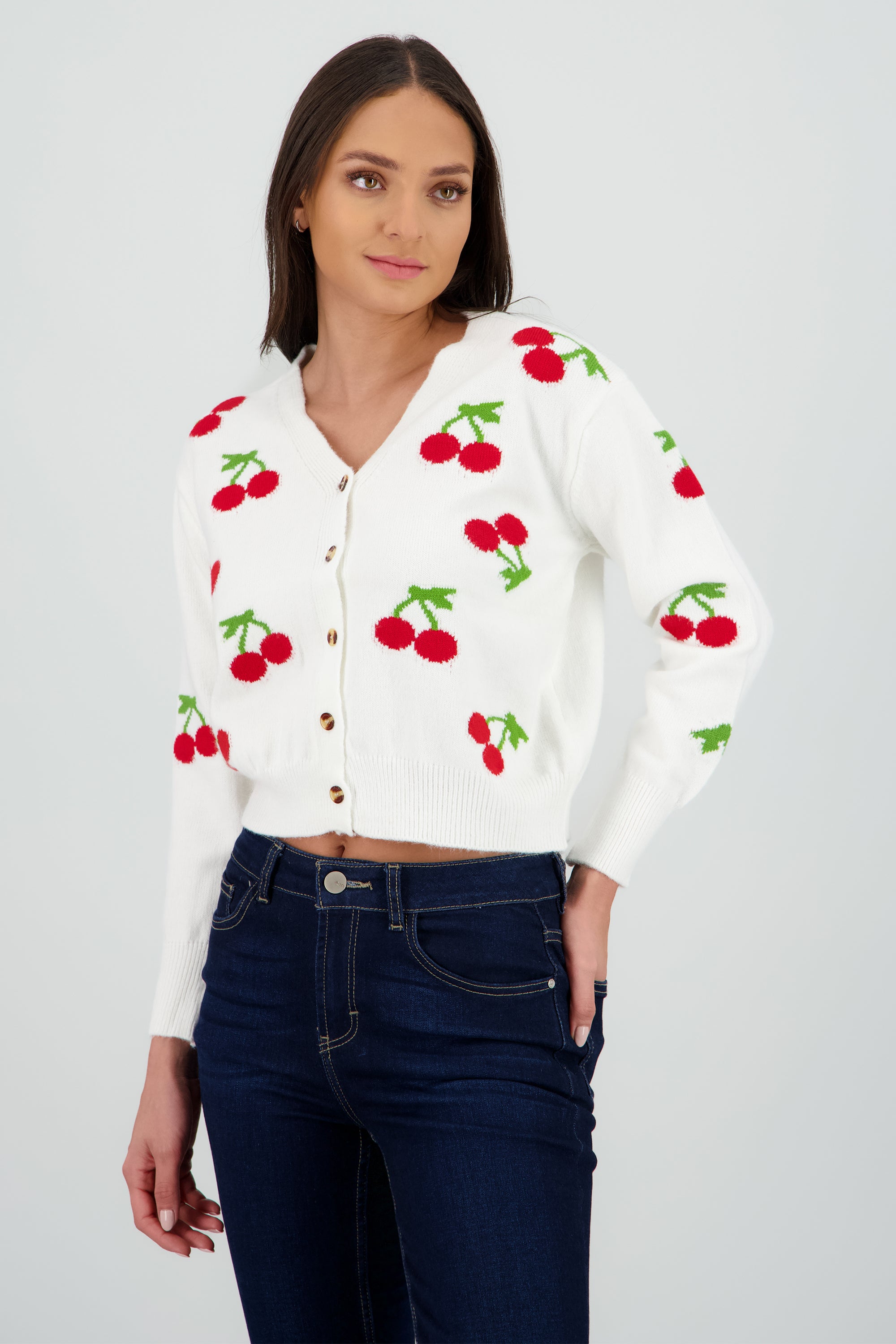 Cardigan Botones Detalle Cerezas BLANCO COMBO