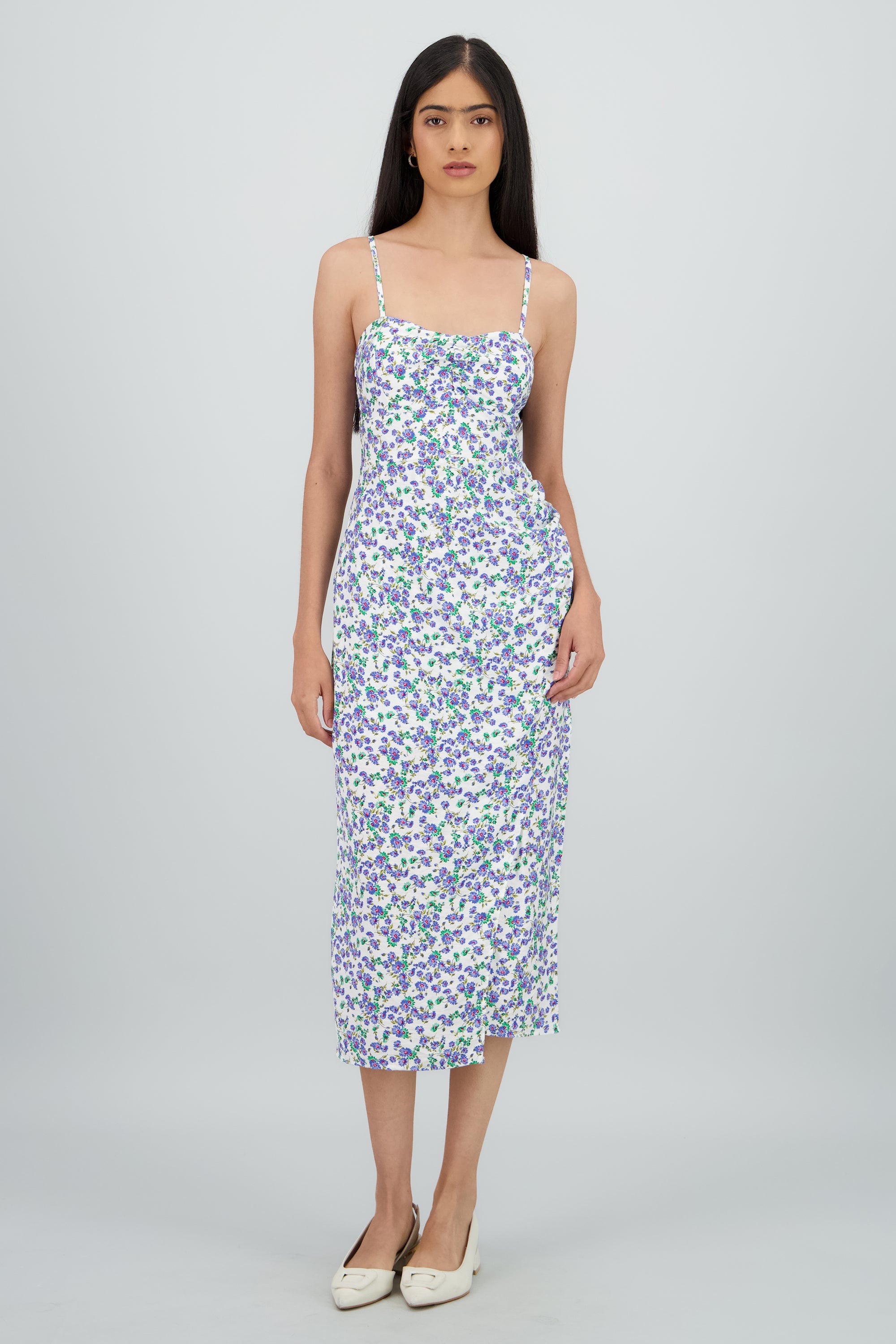 Vestido recto estampado flores AZUL